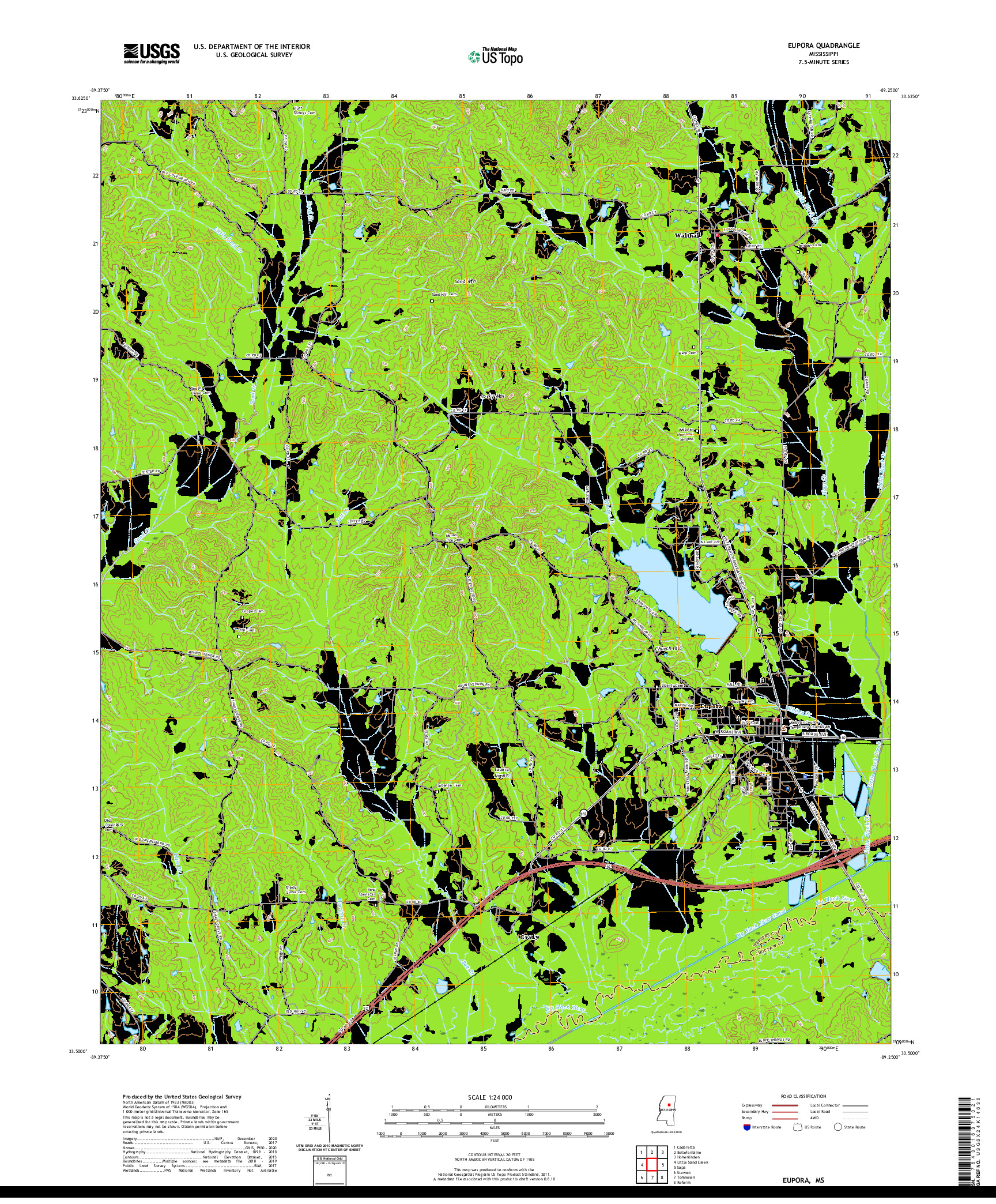 USGS US TOPO 7.5-MINUTE MAP FOR EUPORA, MS 2020