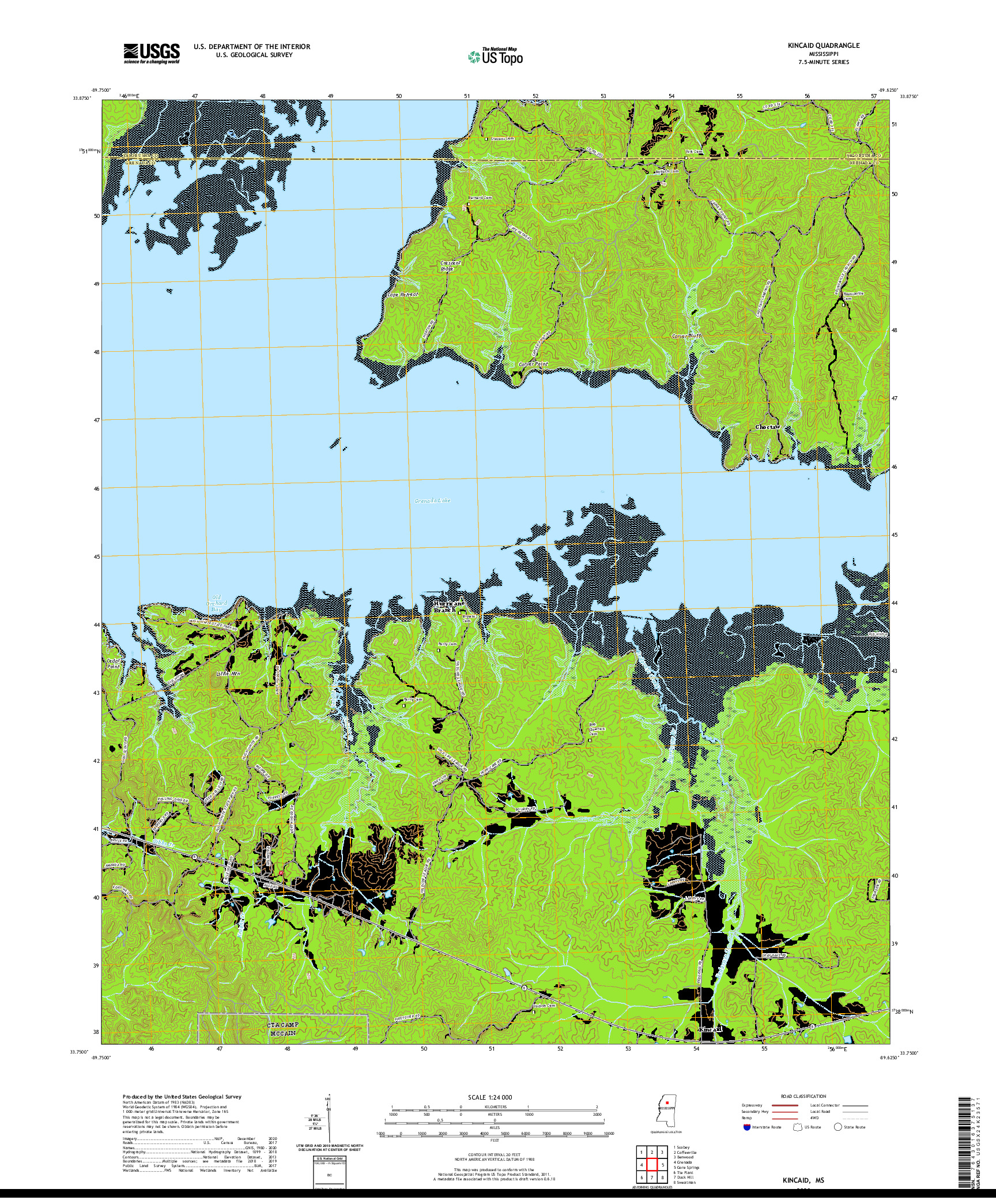 USGS US TOPO 7.5-MINUTE MAP FOR KINCAID, MS 2020