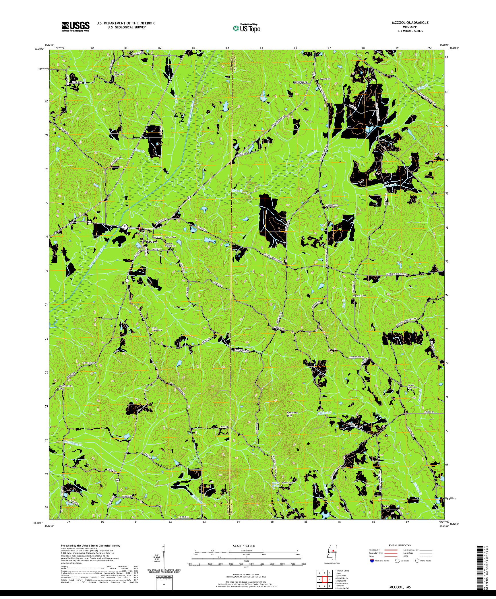USGS US TOPO 7.5-MINUTE MAP FOR MCCOOL, MS 2020