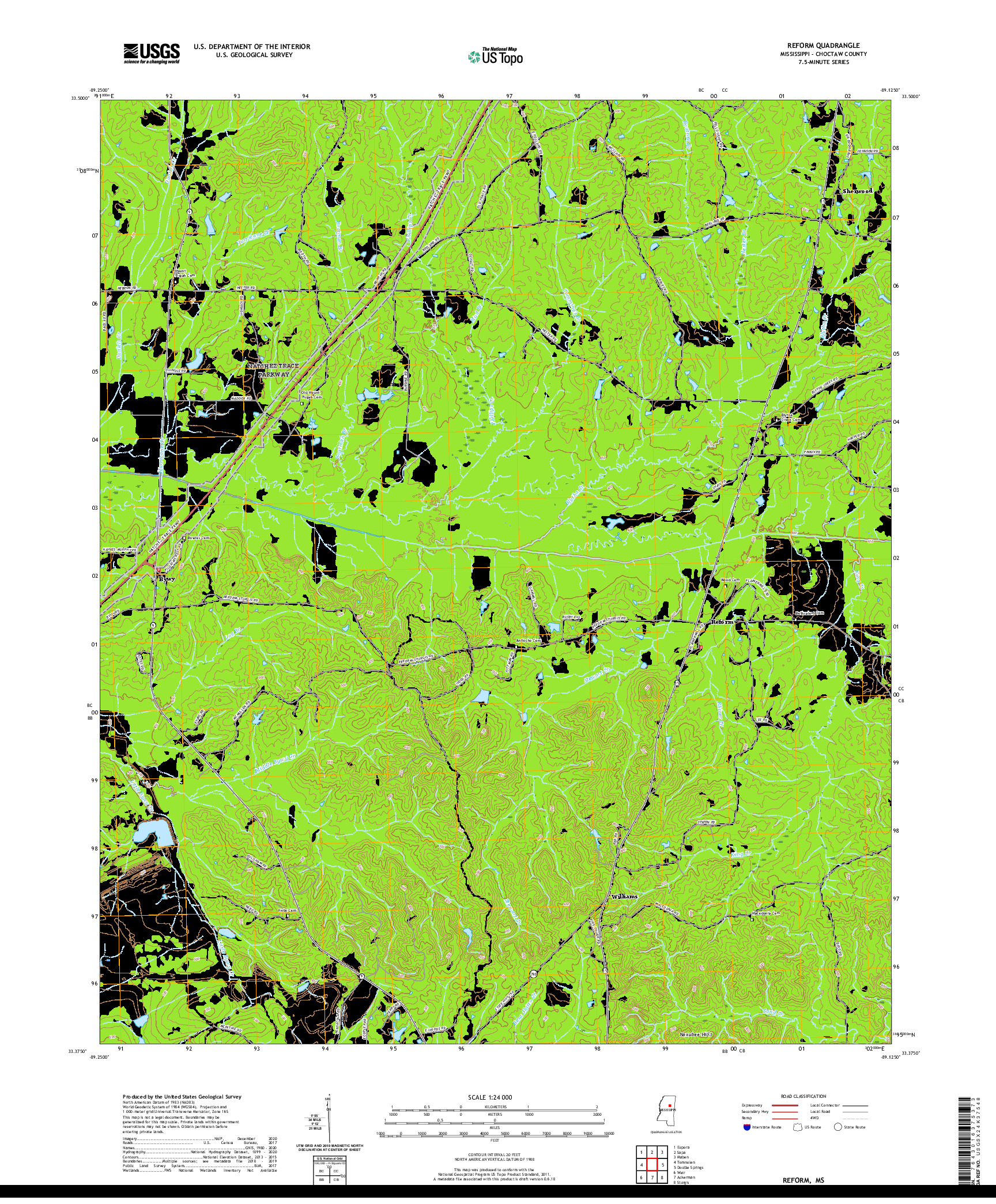 USGS US TOPO 7.5-MINUTE MAP FOR REFORM, MS 2020