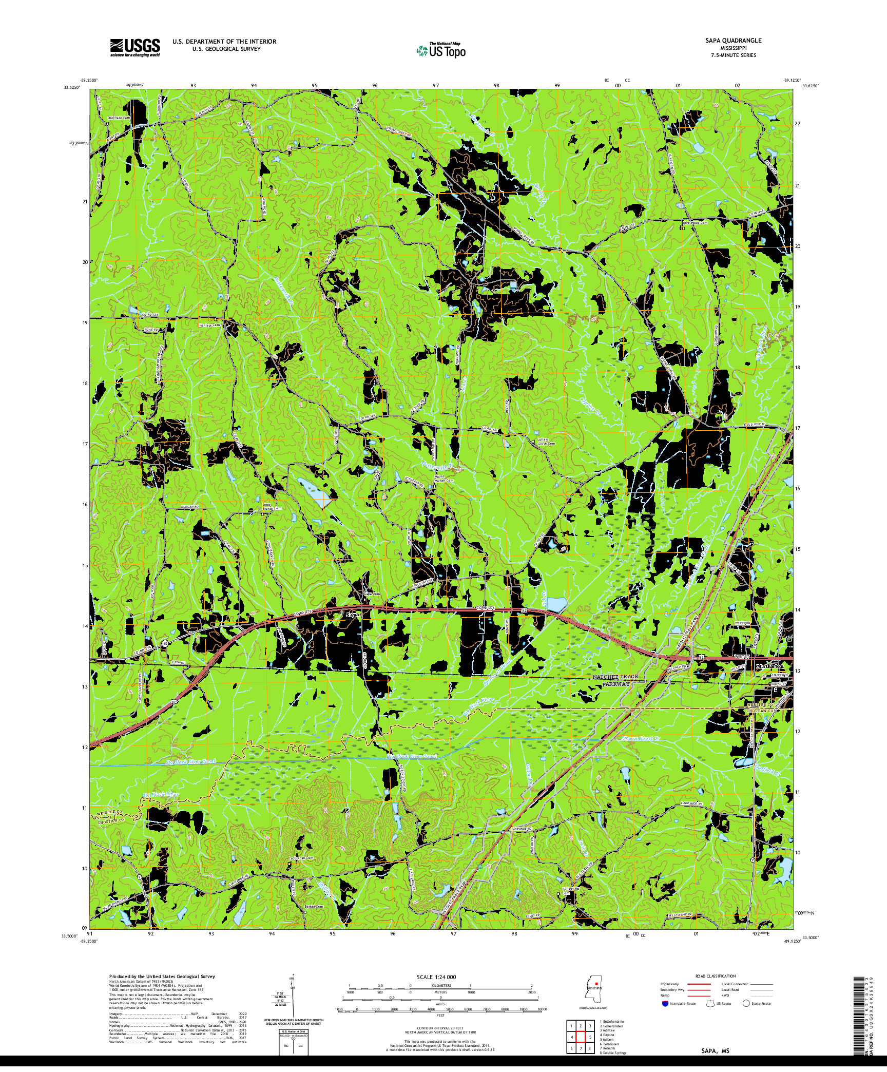 USGS US TOPO 7.5-MINUTE MAP FOR SAPA, MS 2020