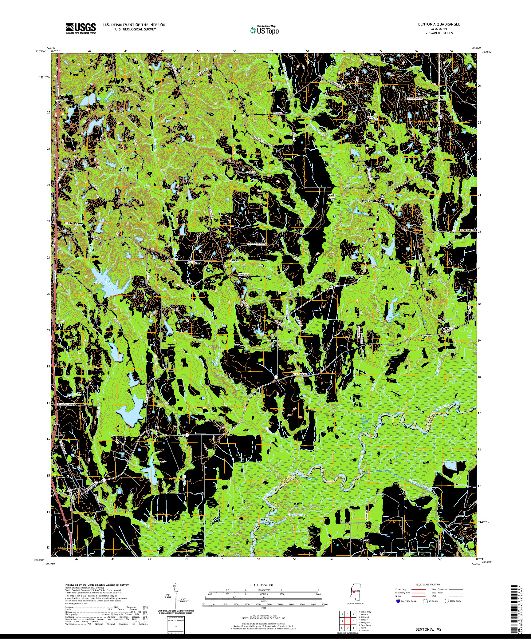USGS US TOPO 7.5-MINUTE MAP FOR BENTONIA, MS 2020