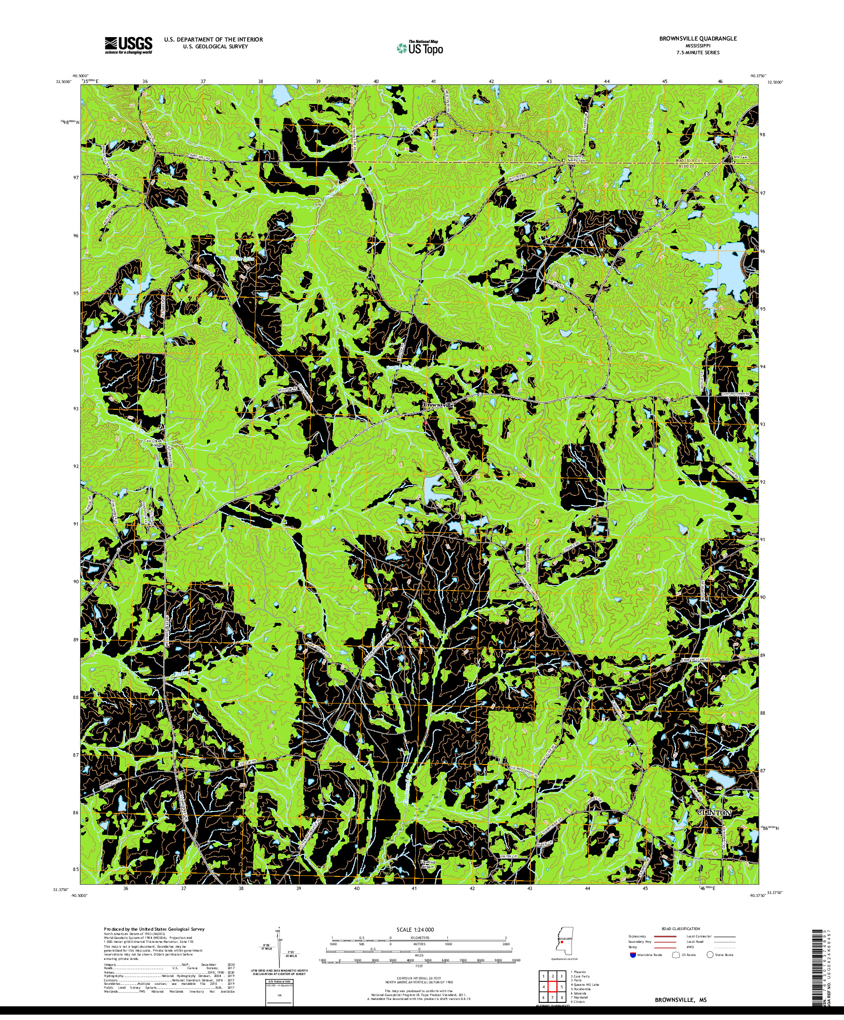 USGS US TOPO 7.5-MINUTE MAP FOR BROWNSVILLE, MS 2020