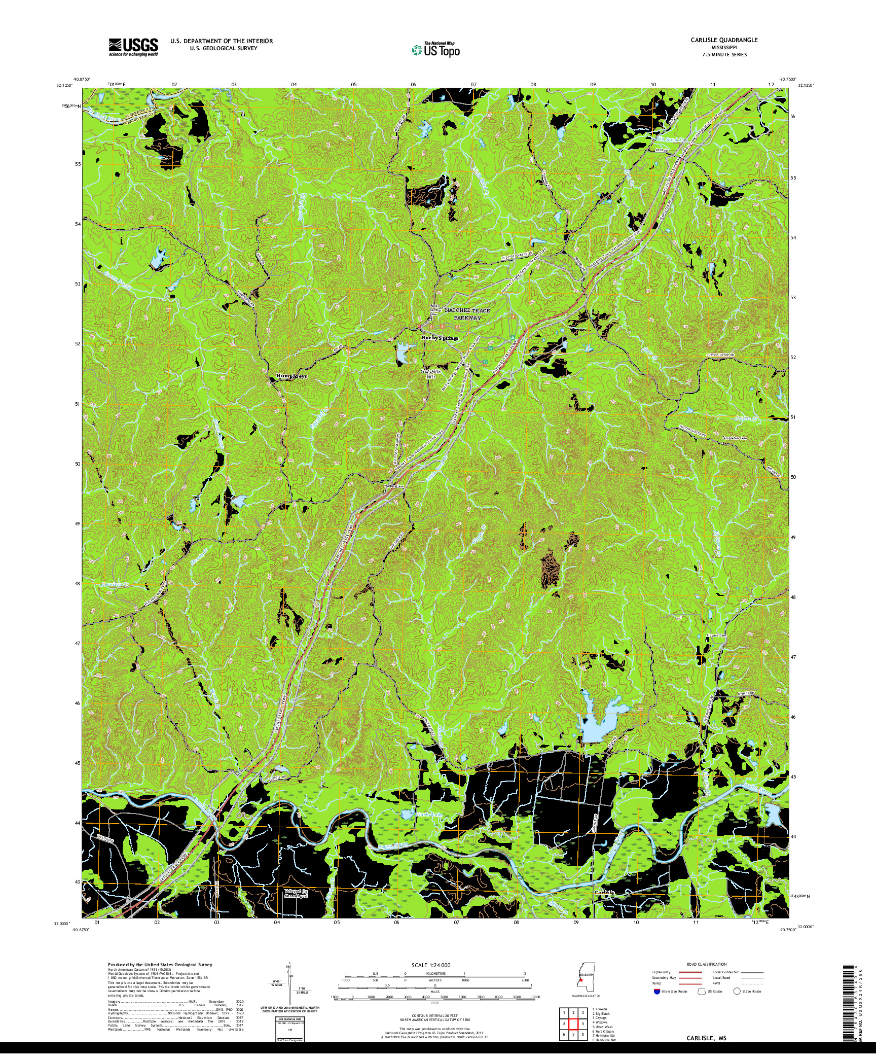 USGS US TOPO 7.5-MINUTE MAP FOR CARLISLE, MS 2020