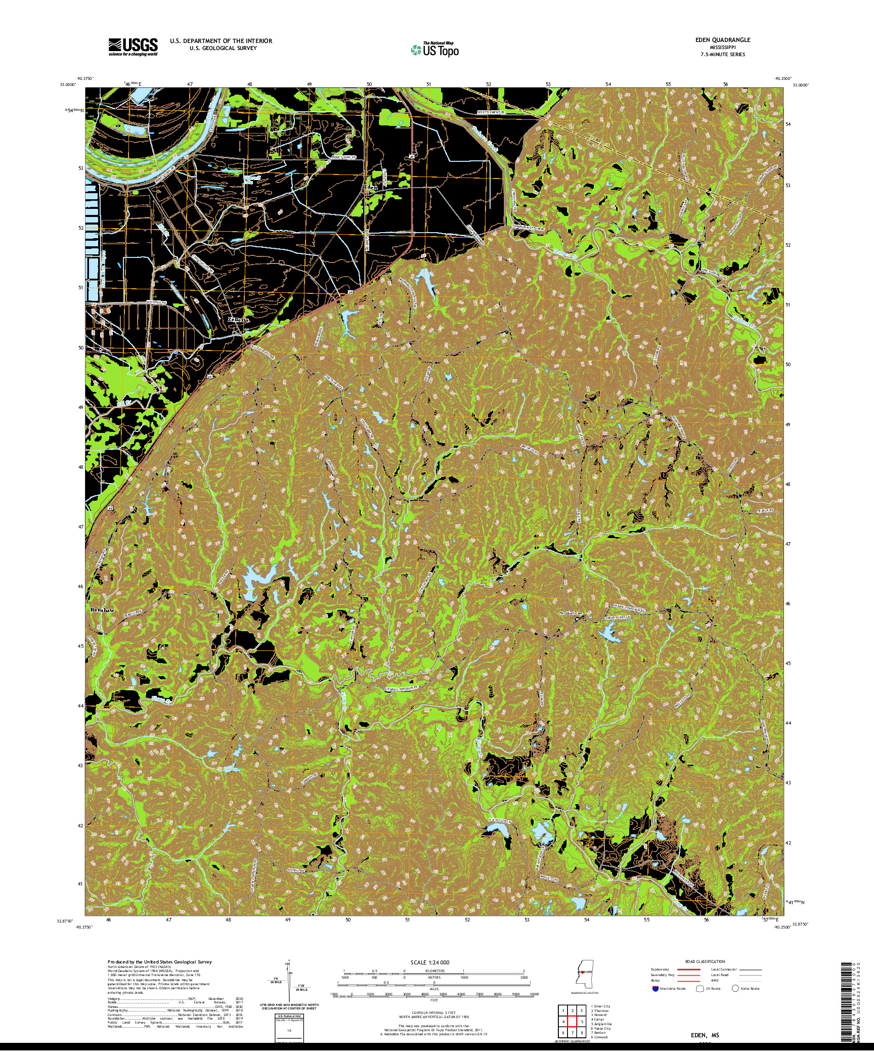 USGS US TOPO 7.5-MINUTE MAP FOR EDEN, MS 2020