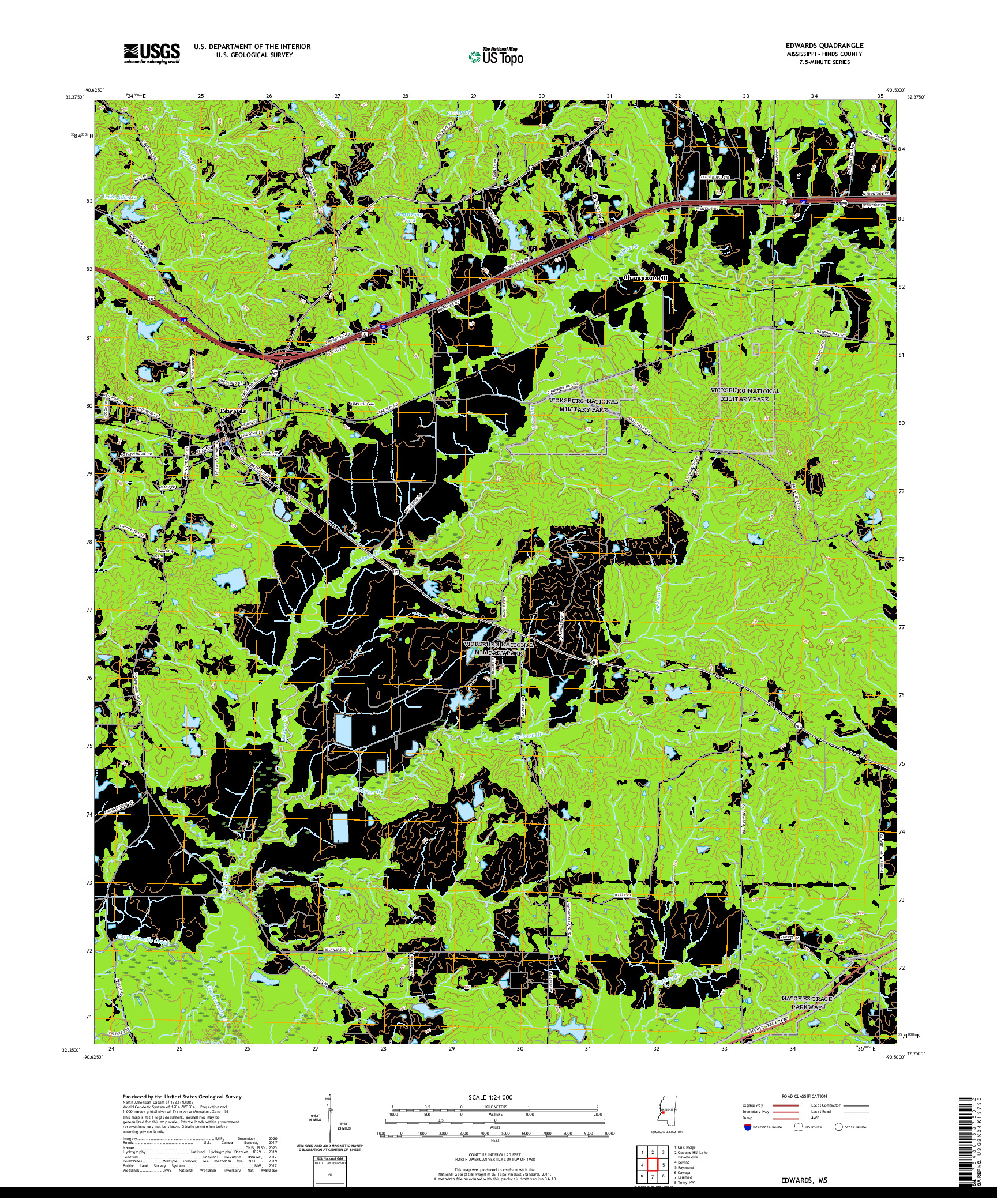 USGS US TOPO 7.5-MINUTE MAP FOR EDWARDS, MS 2020