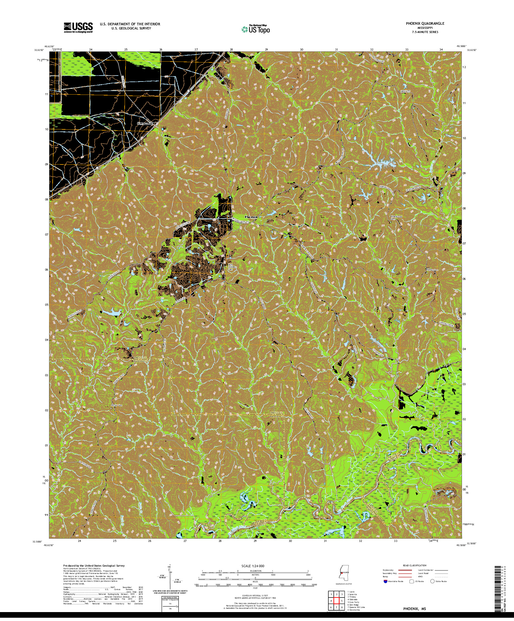 USGS US TOPO 7.5-MINUTE MAP FOR PHOENIX, MS 2020