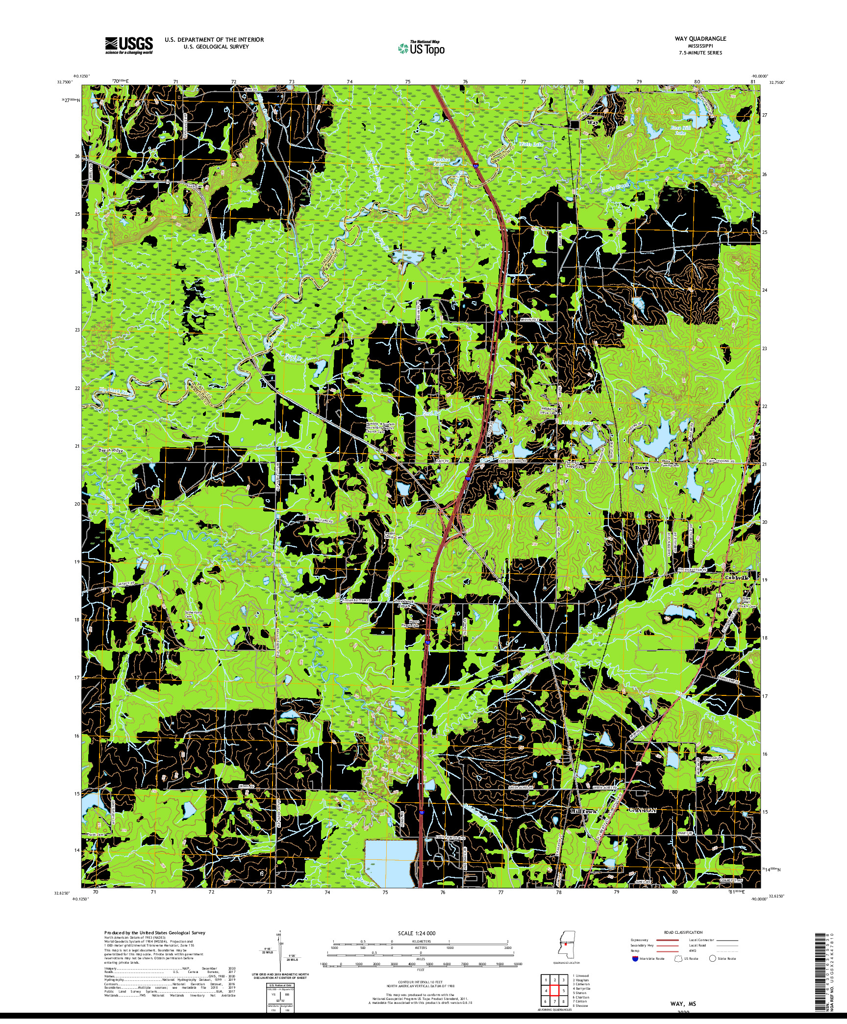 USGS US TOPO 7.5-MINUTE MAP FOR WAY, MS 2020