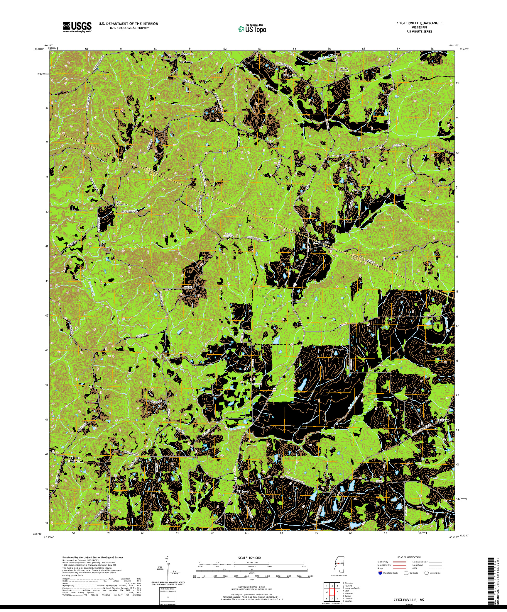 USGS US TOPO 7.5-MINUTE MAP FOR ZEIGLERVILLE, MS 2020