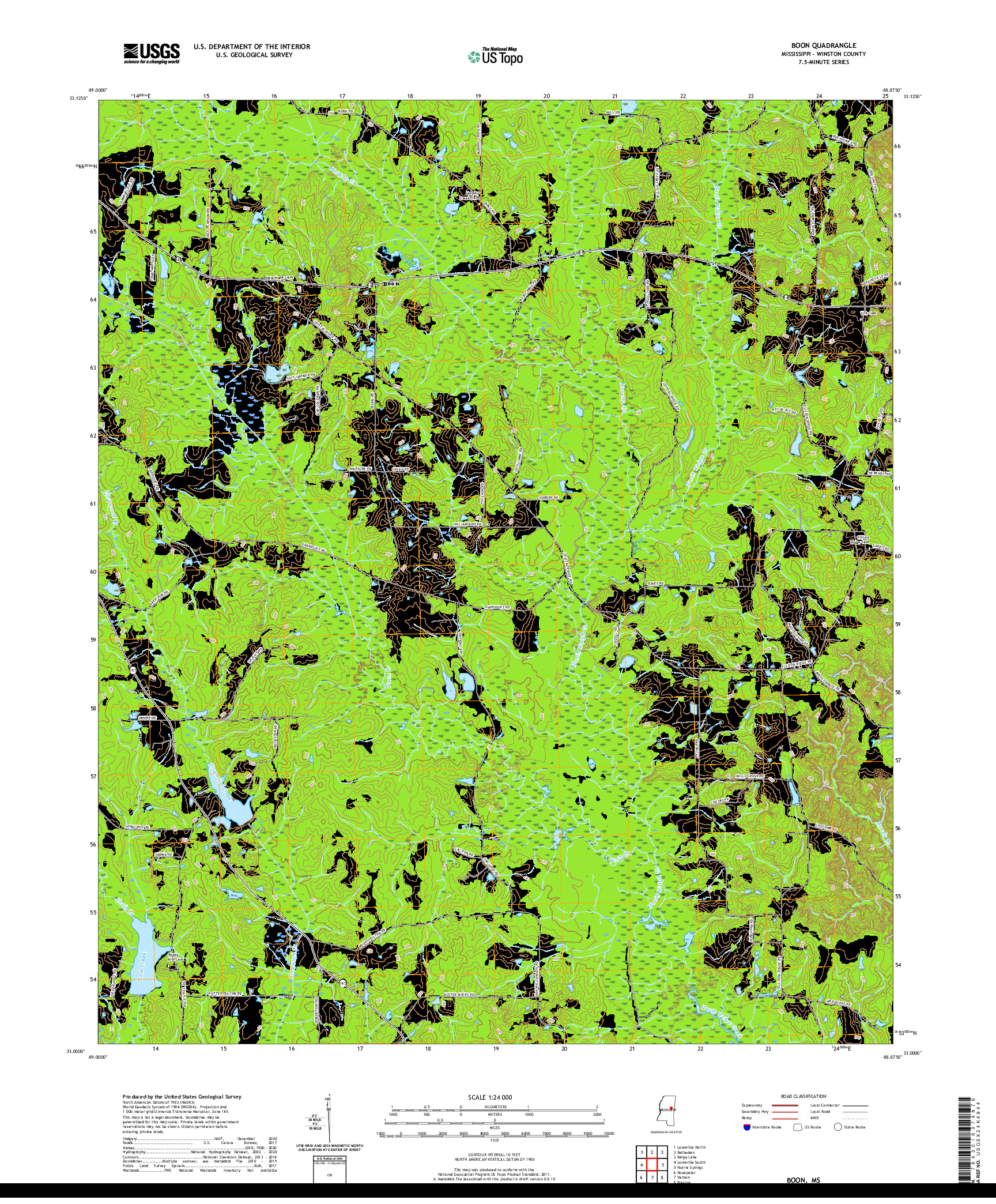 USGS US TOPO 7.5-MINUTE MAP FOR BOON, MS 2020