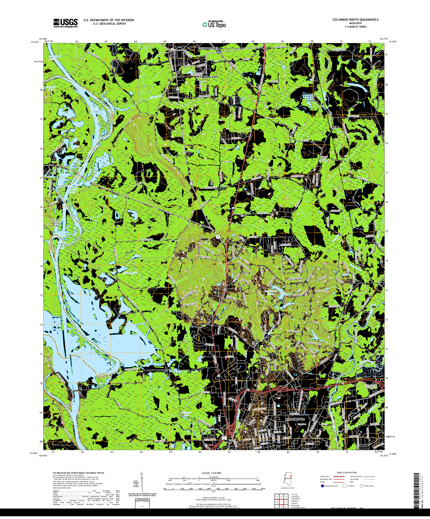 USGS US TOPO 7.5-MINUTE MAP FOR COLUMBUS NORTH, MS 2020