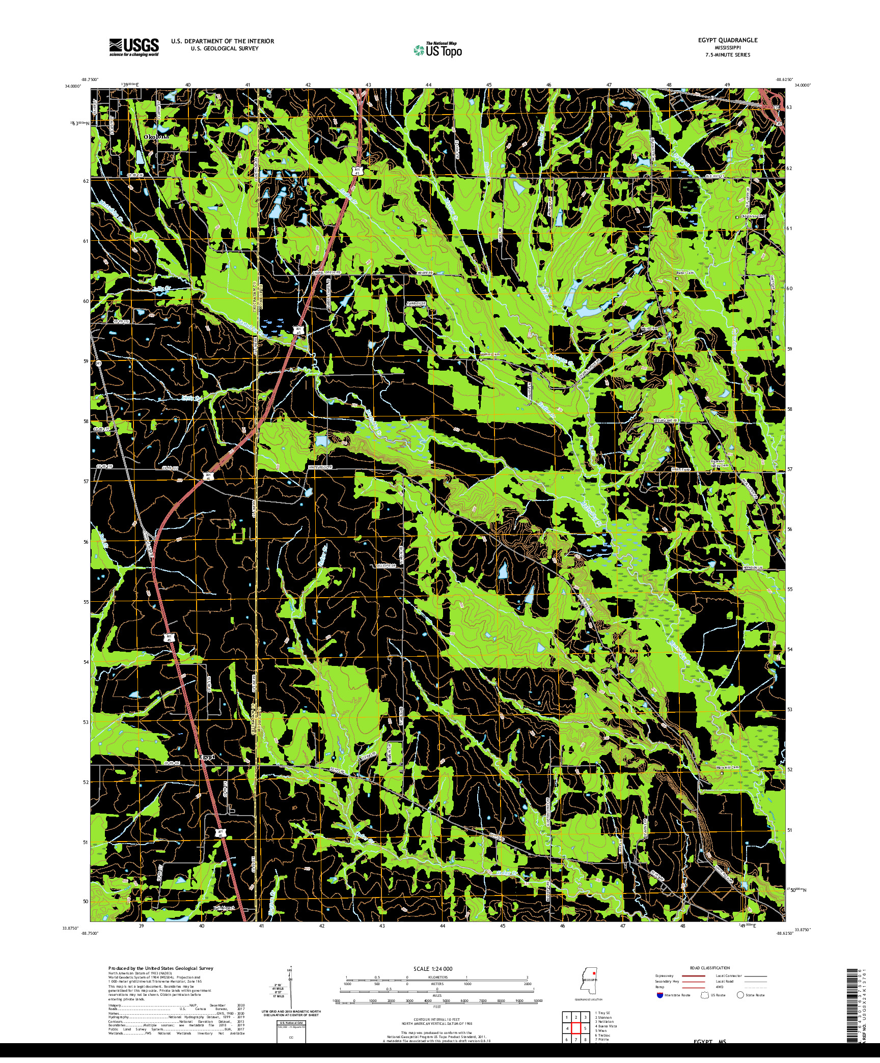 USGS US TOPO 7.5-MINUTE MAP FOR EGYPT, MS 2020