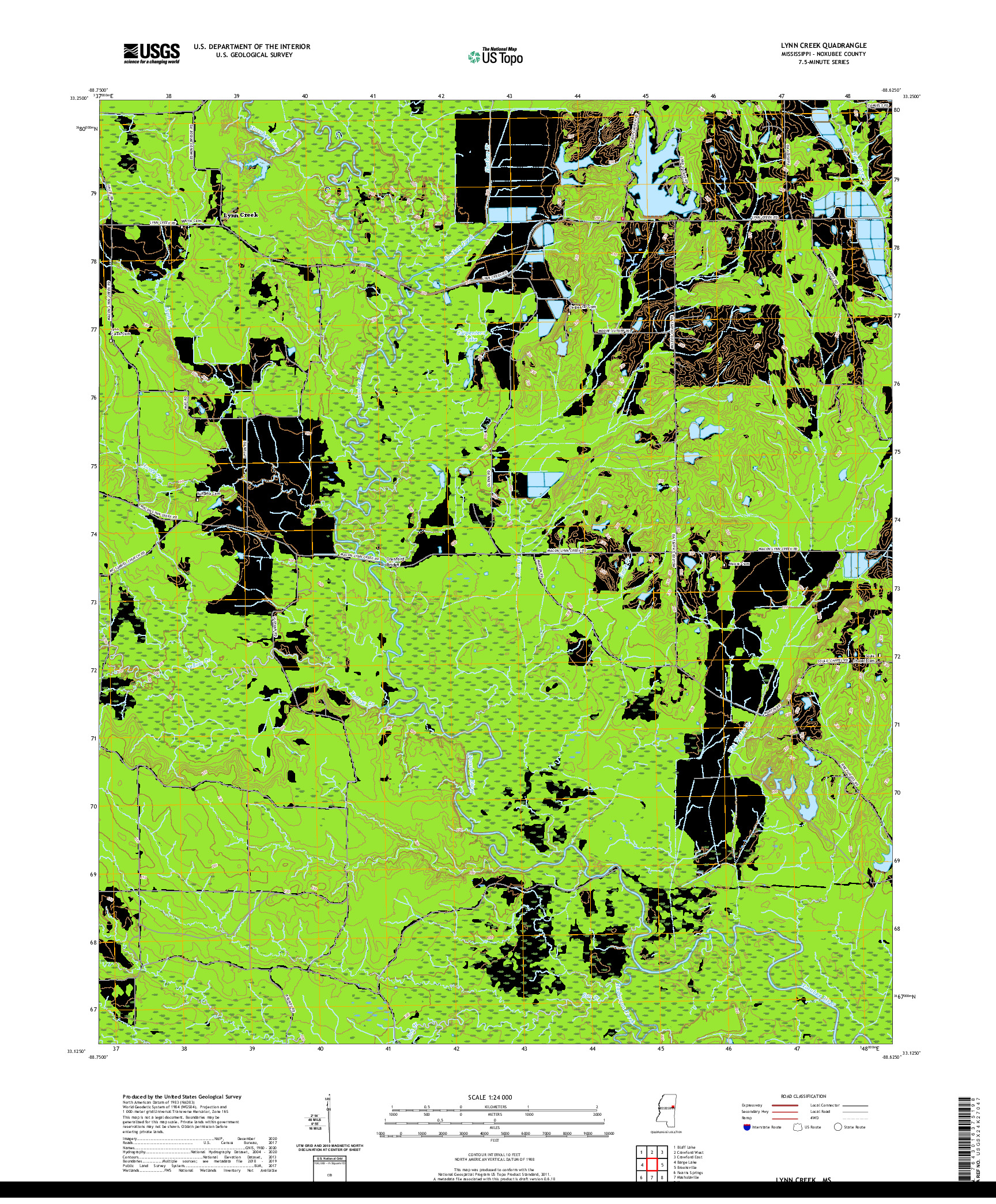 USGS US TOPO 7.5-MINUTE MAP FOR LYNN CREEK, MS 2020