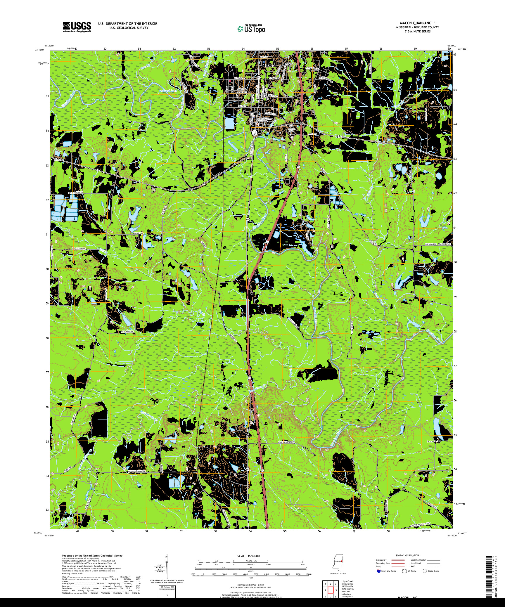 USGS US TOPO 7.5-MINUTE MAP FOR MACON, MS 2020