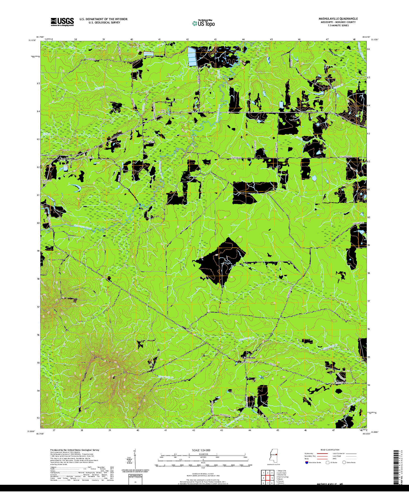 USGS US TOPO 7.5-MINUTE MAP FOR MASHULAVILLE, MS 2020
