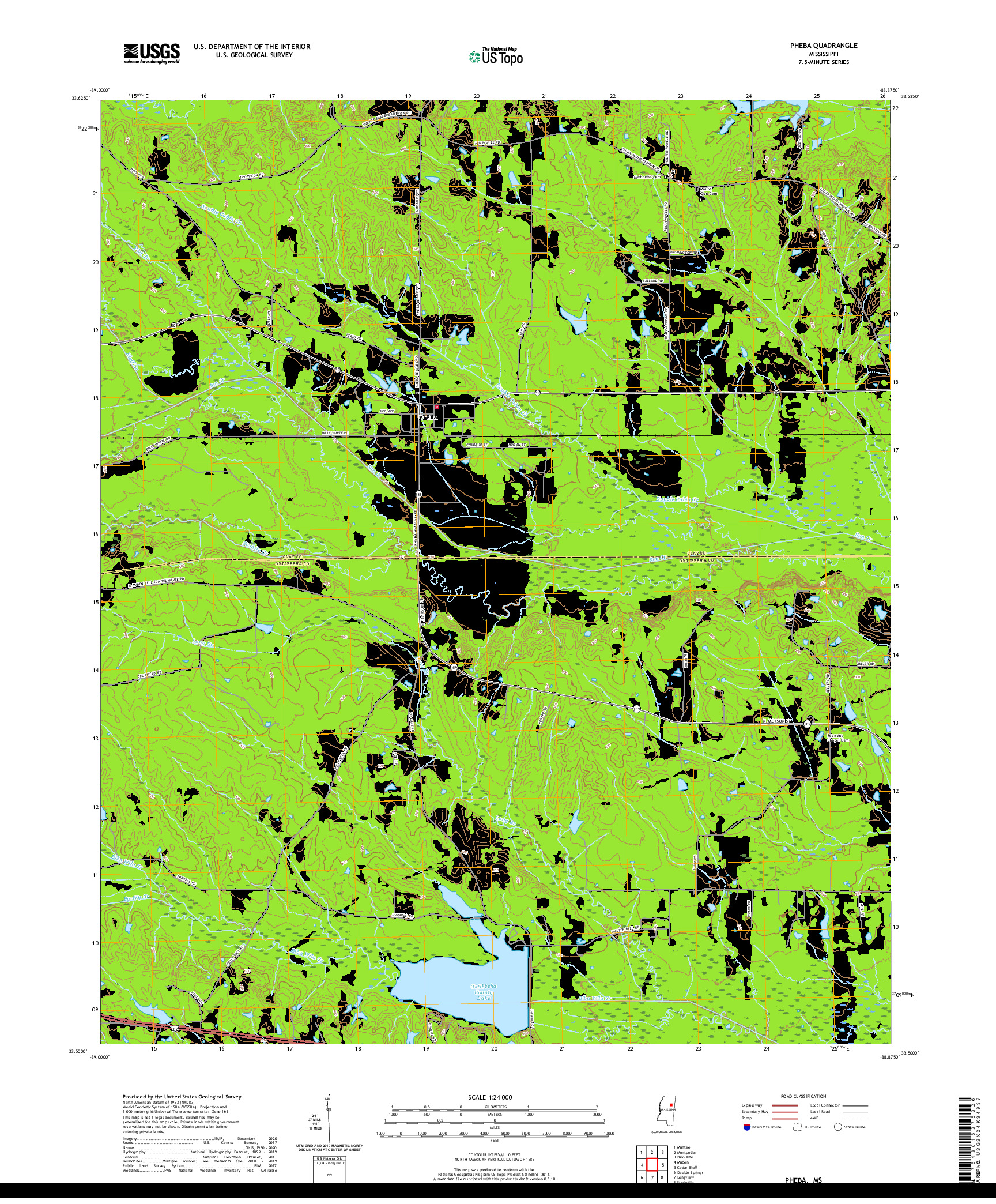 USGS US TOPO 7.5-MINUTE MAP FOR PHEBA, MS 2020