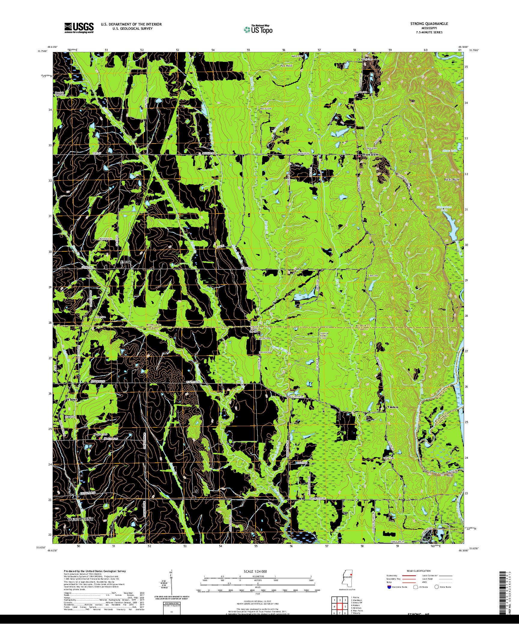 USGS US TOPO 7.5-MINUTE MAP FOR STRONG, MS 2020