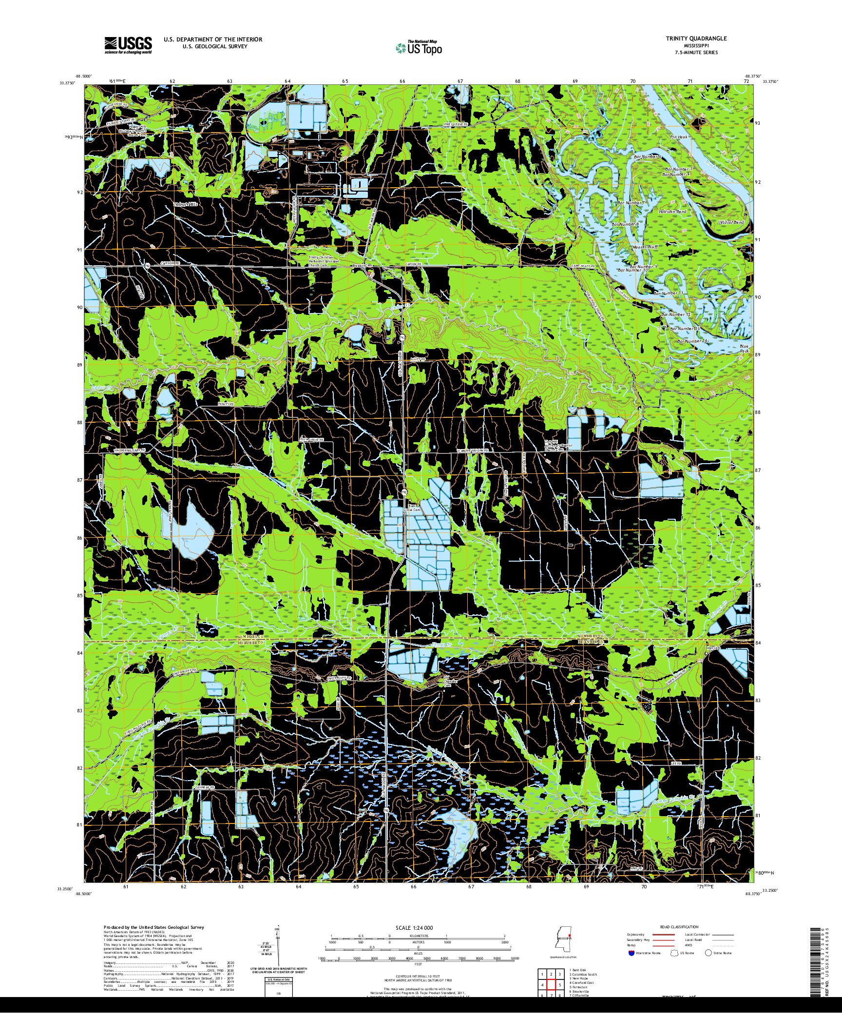 USGS US TOPO 7.5-MINUTE MAP FOR TRINITY, MS 2020