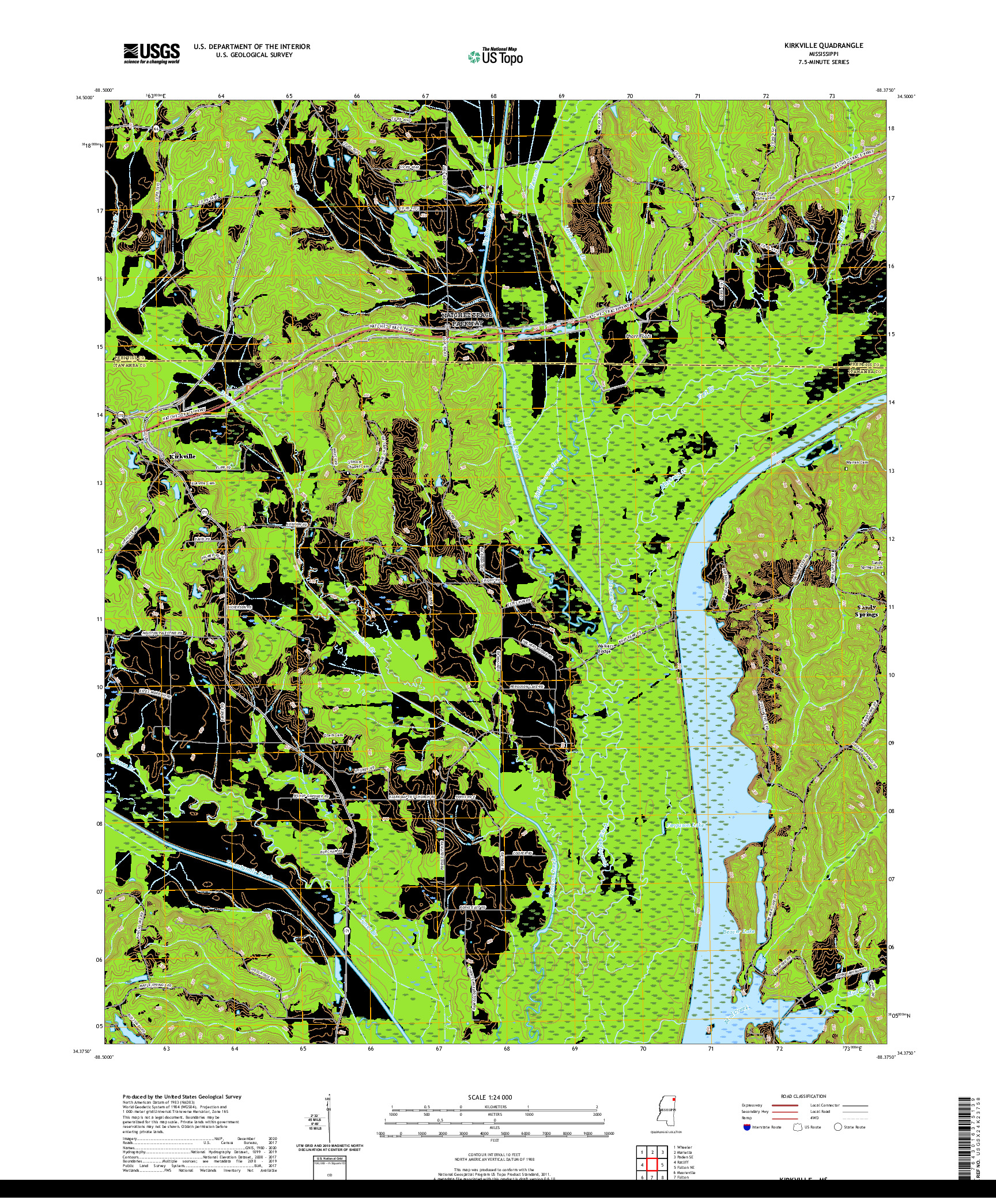 USGS US TOPO 7.5-MINUTE MAP FOR KIRKVILLE, MS 2020