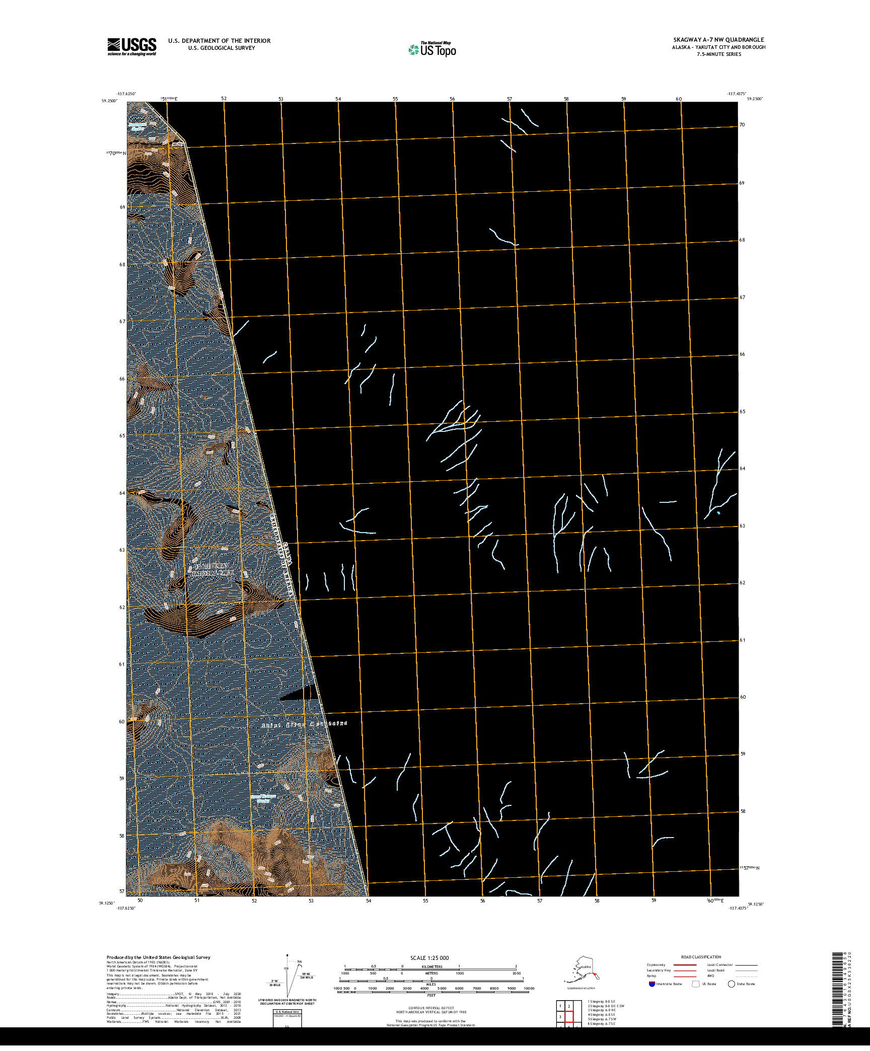 USGS US TOPO 7.5-MINUTE MAP FOR SKAGWAY A-7 NW, AK,BC 2021