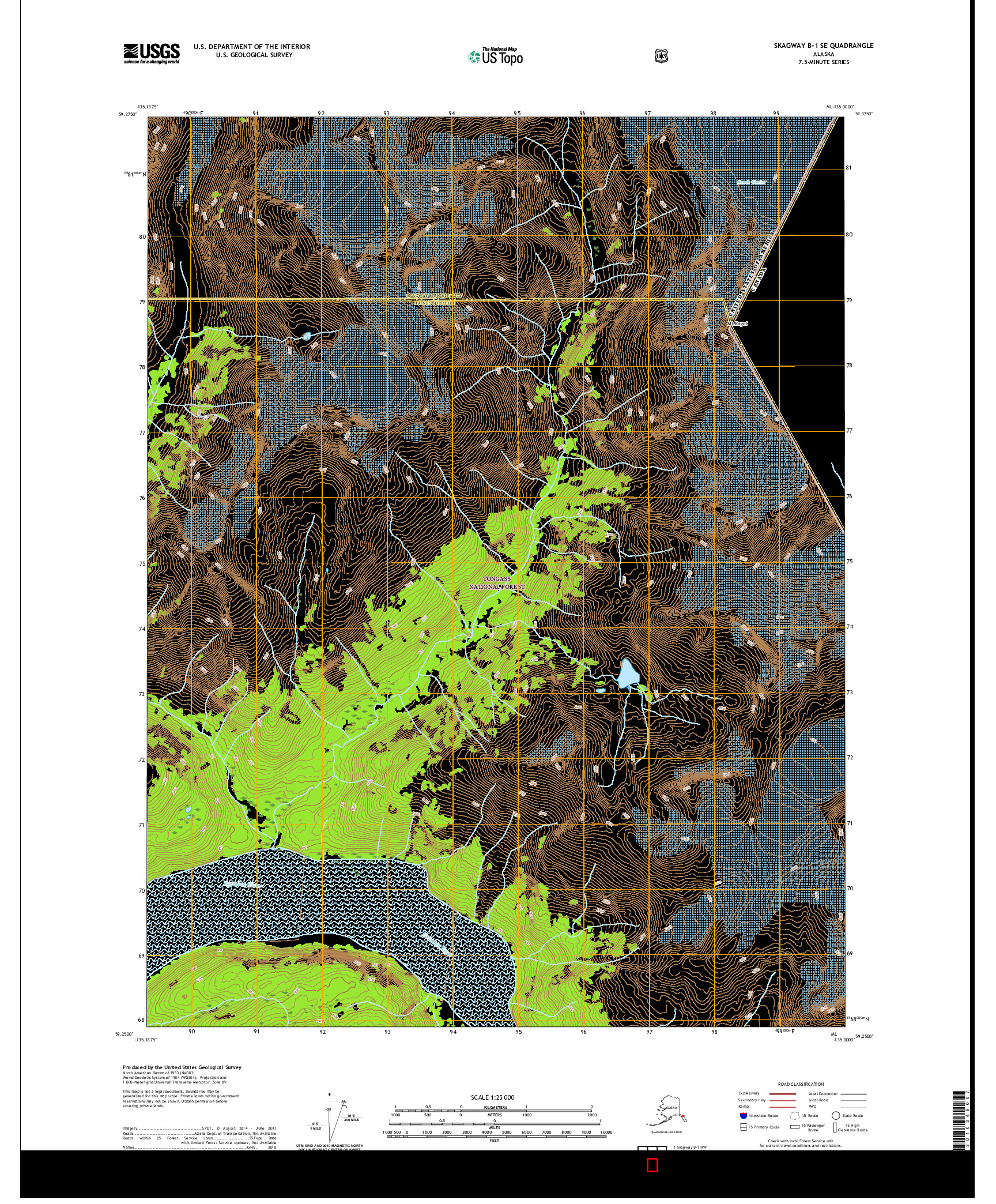 USGS US TOPO 7.5-MINUTE MAP FOR SKAGWAY B-1 SE, AK,BC 2021