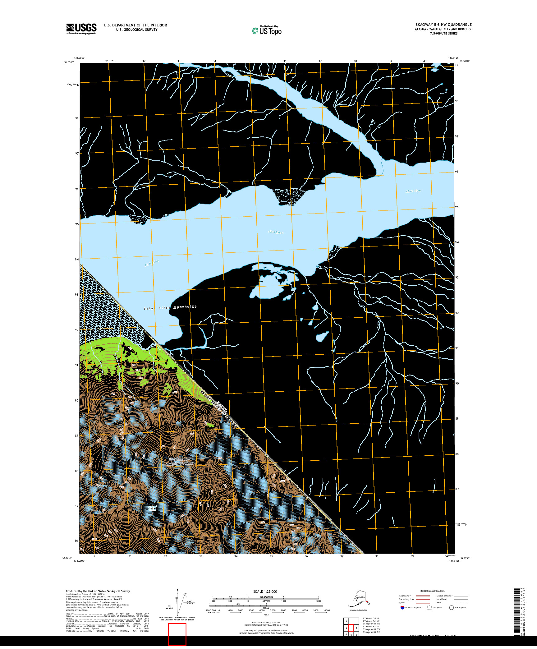 USGS US TOPO 7.5-MINUTE MAP FOR SKAGWAY B-8 NW, AK,BC 2021