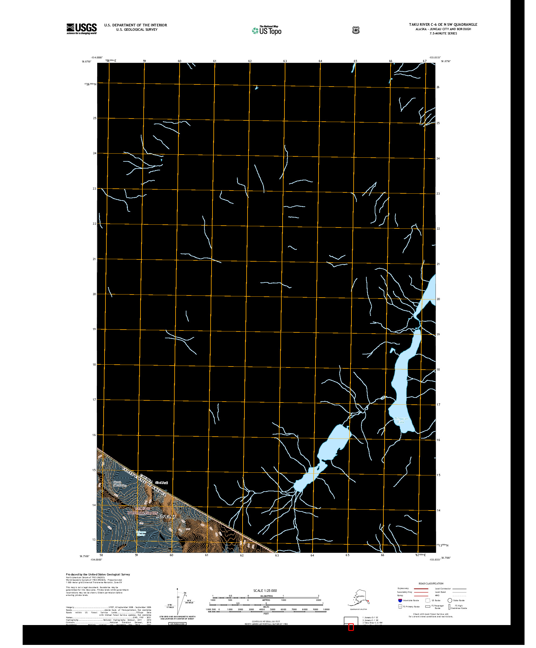 USGS US TOPO 7.5-MINUTE MAP FOR TAKU RIVER C-6 OE N SW, AK,BC 2021