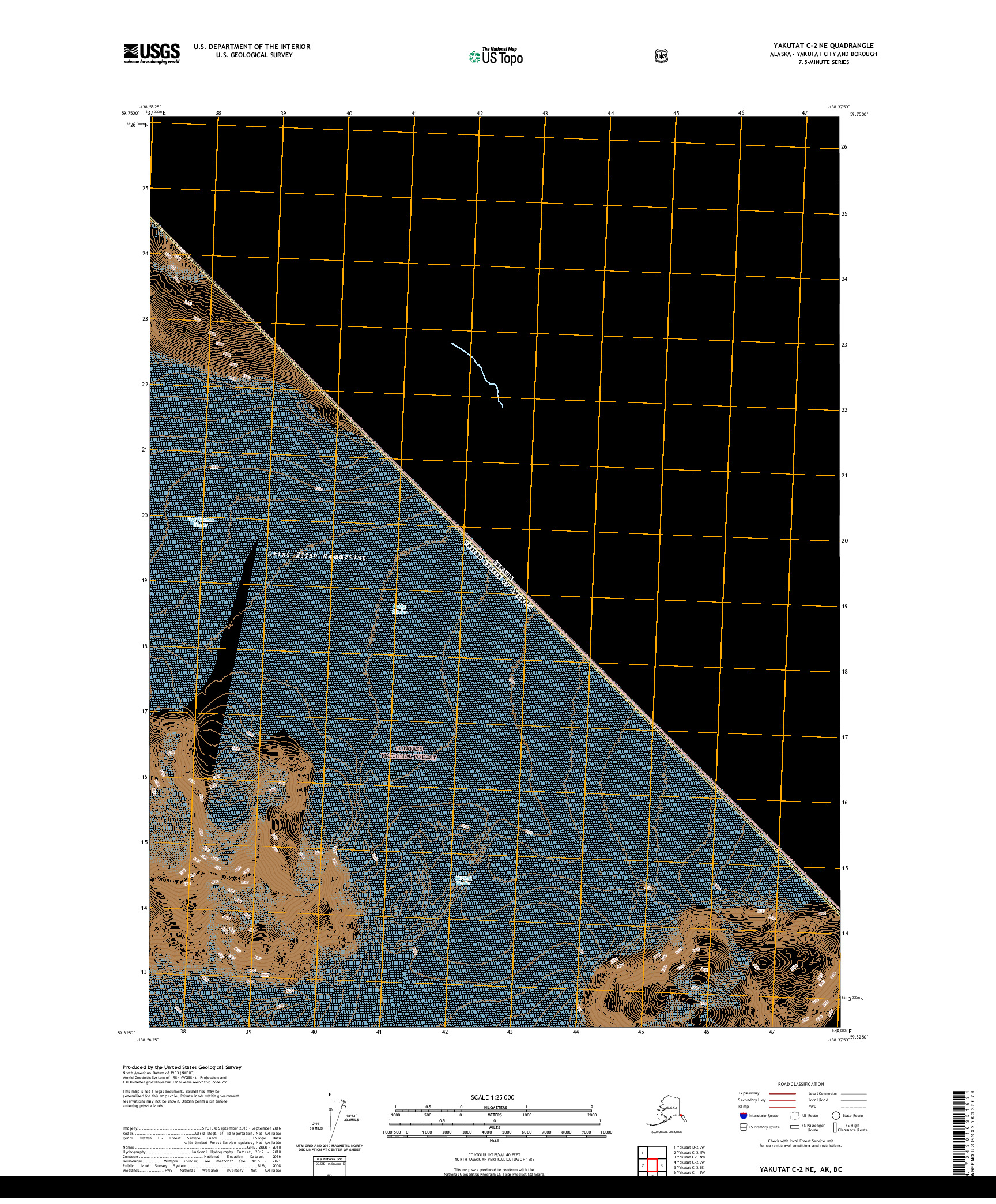 USGS US TOPO 7.5-MINUTE MAP FOR YAKUTAT C-2 NE, AK,BC 2021