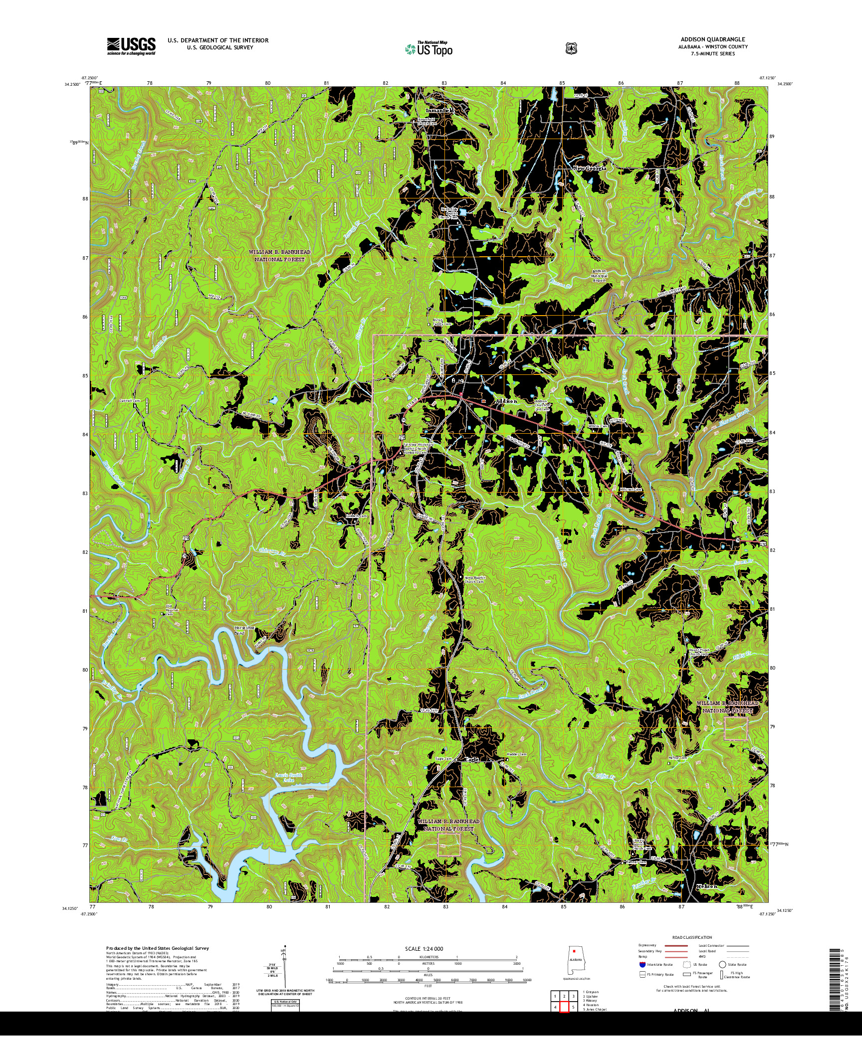 USGS US TOPO 7.5-MINUTE MAP FOR ADDISON, AL 2021