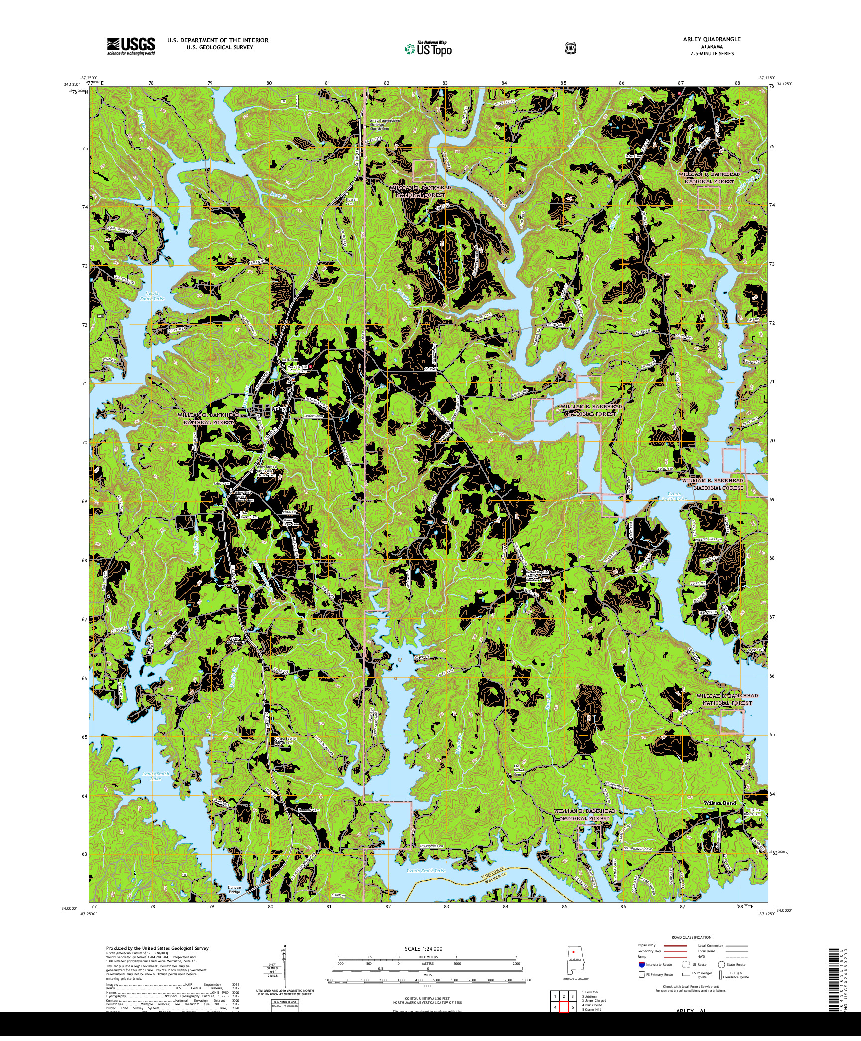 USGS US TOPO 7.5-MINUTE MAP FOR ARLEY, AL 2021