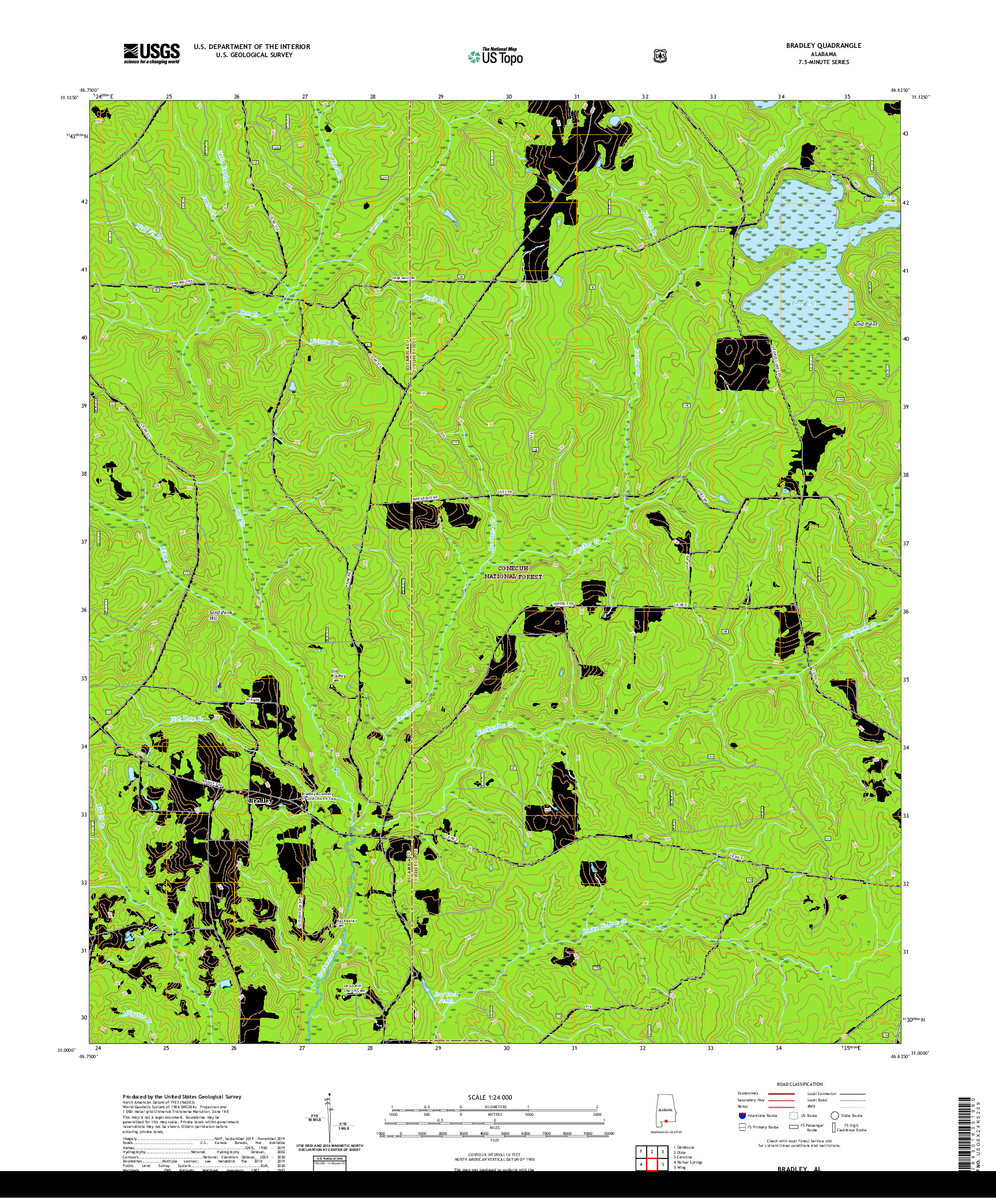 USGS US TOPO 7.5-MINUTE MAP FOR BRADLEY, AL 2021