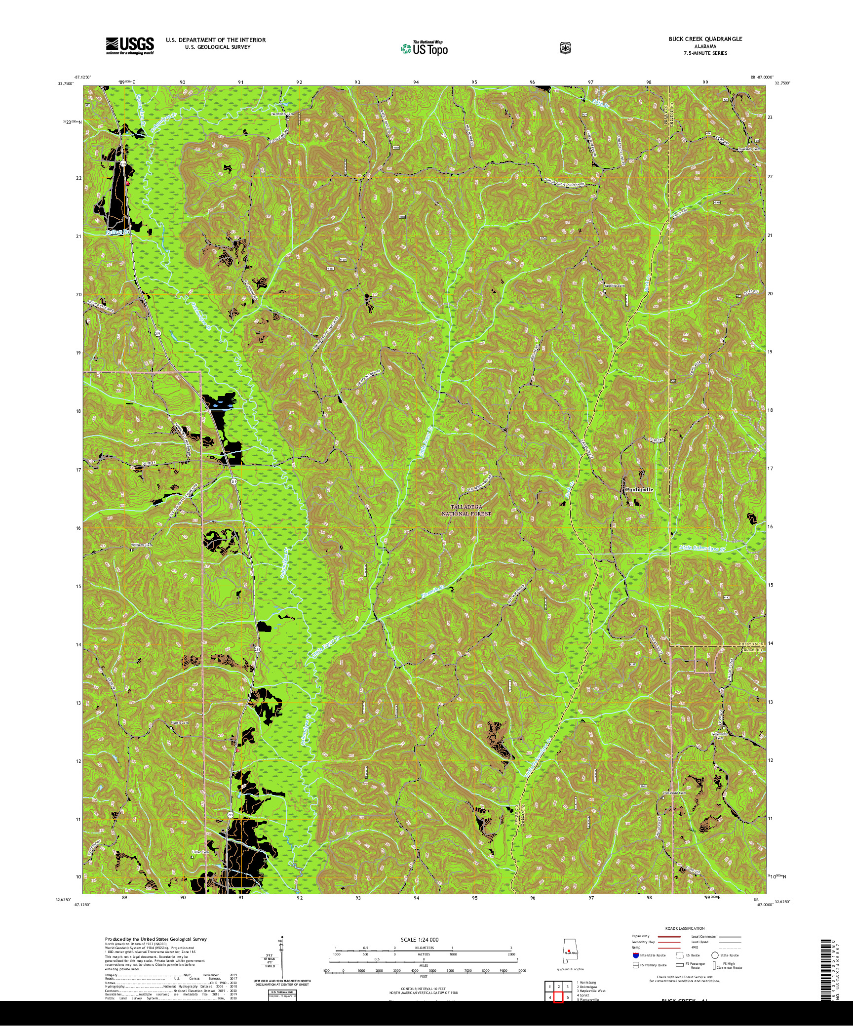 USGS US TOPO 7.5-MINUTE MAP FOR BUCK CREEK, AL 2021