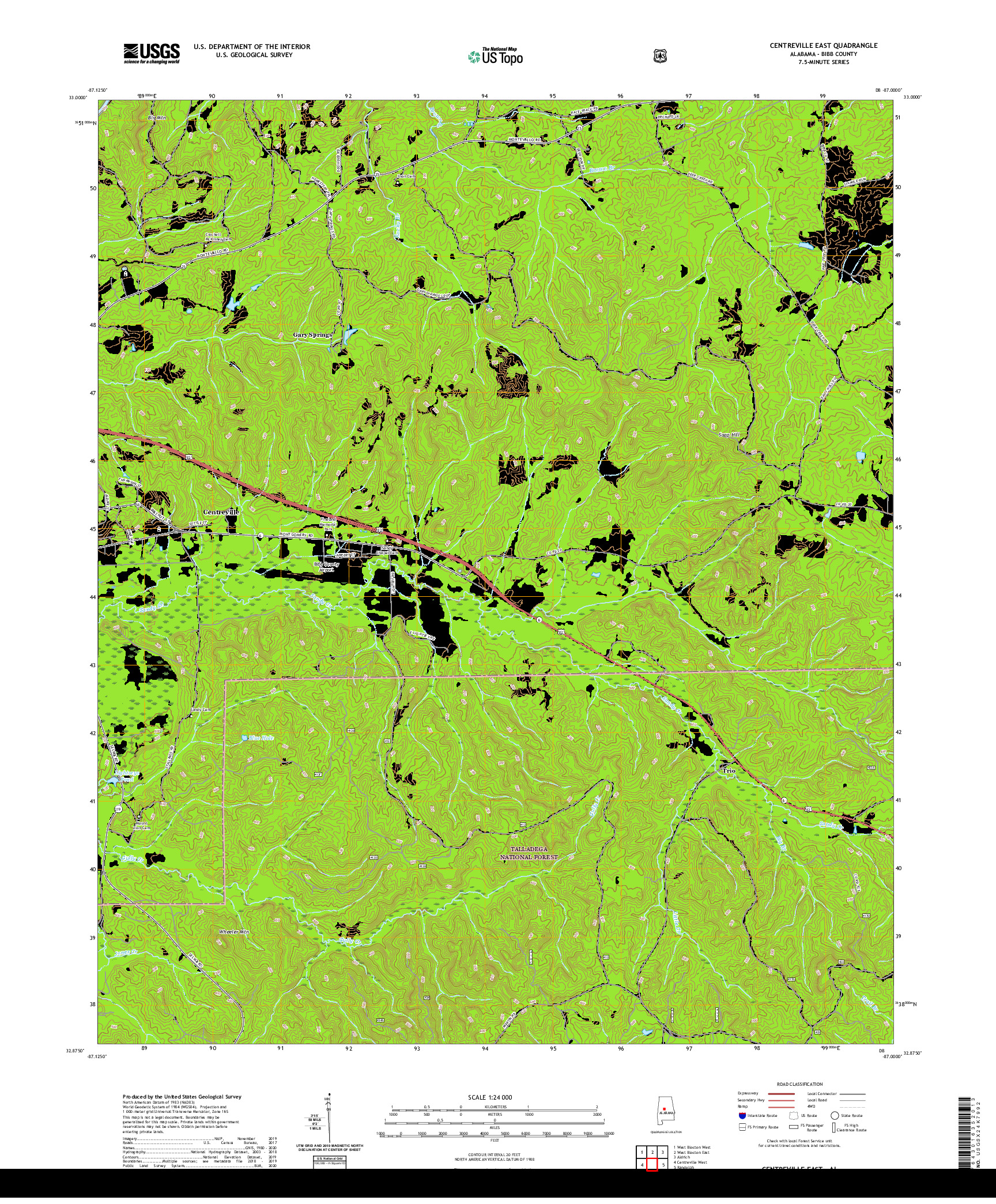 USGS US TOPO 7.5-MINUTE MAP FOR CENTREVILLE EAST, AL 2021