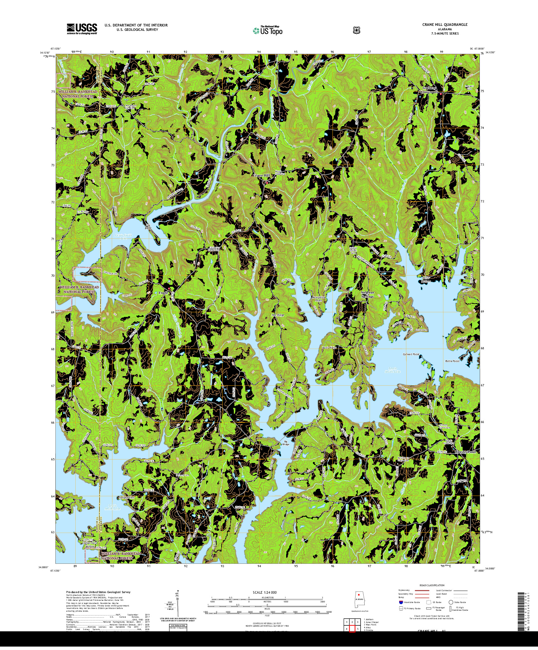 USGS US TOPO 7.5-MINUTE MAP FOR CRANE HILL, AL 2021