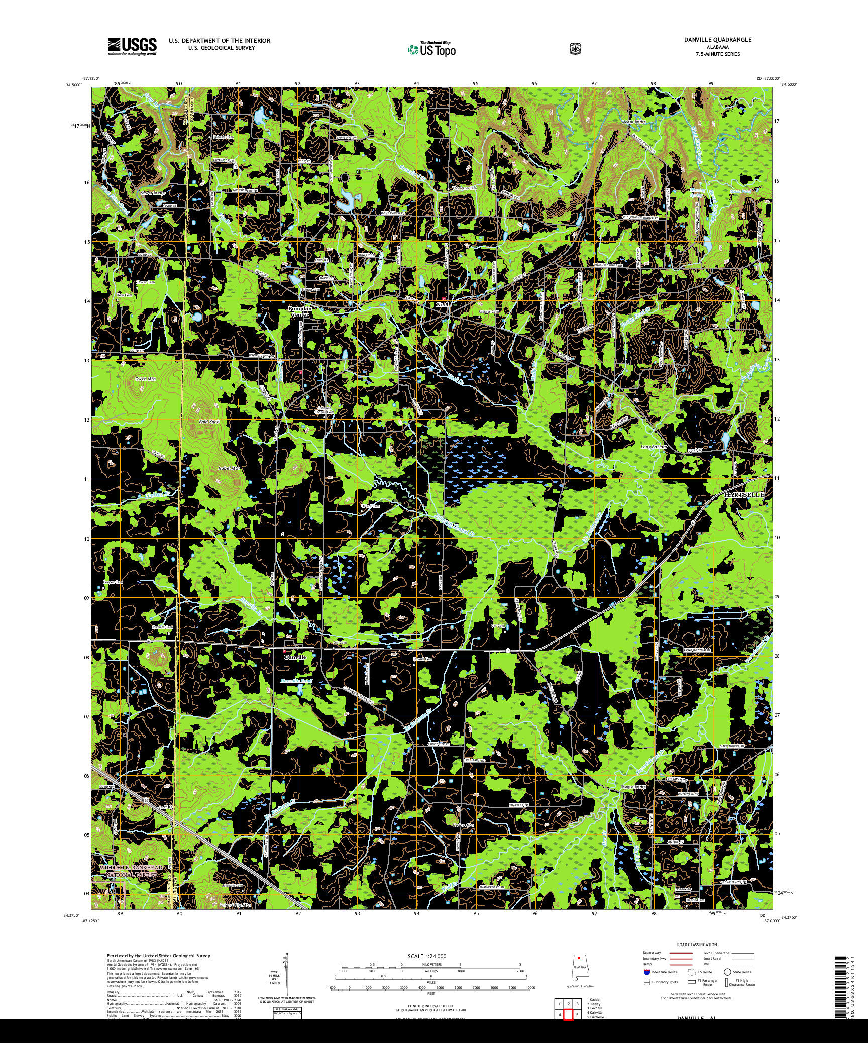 USGS US TOPO 7.5-MINUTE MAP FOR DANVILLE, AL 2021