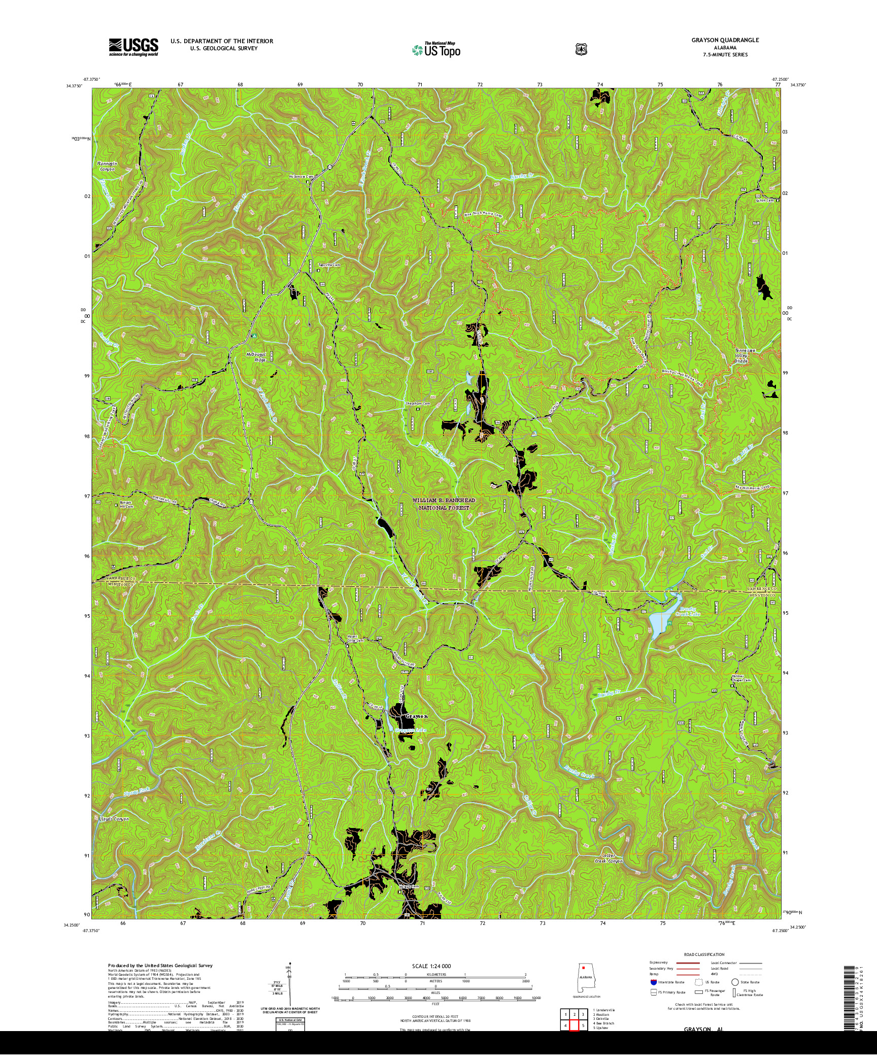 USGS US TOPO 7.5-MINUTE MAP FOR GRAYSON, AL 2021