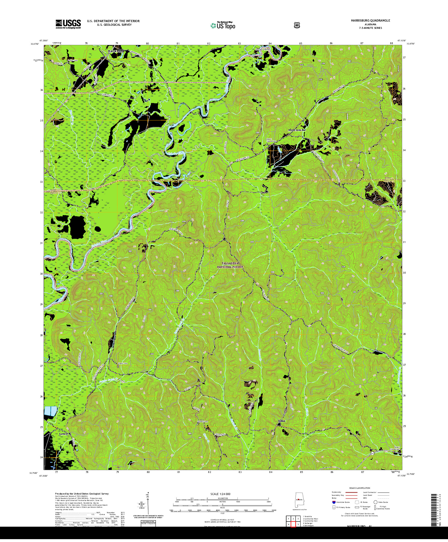 USGS US TOPO 7.5-MINUTE MAP FOR HARRISBURG, AL 2021
