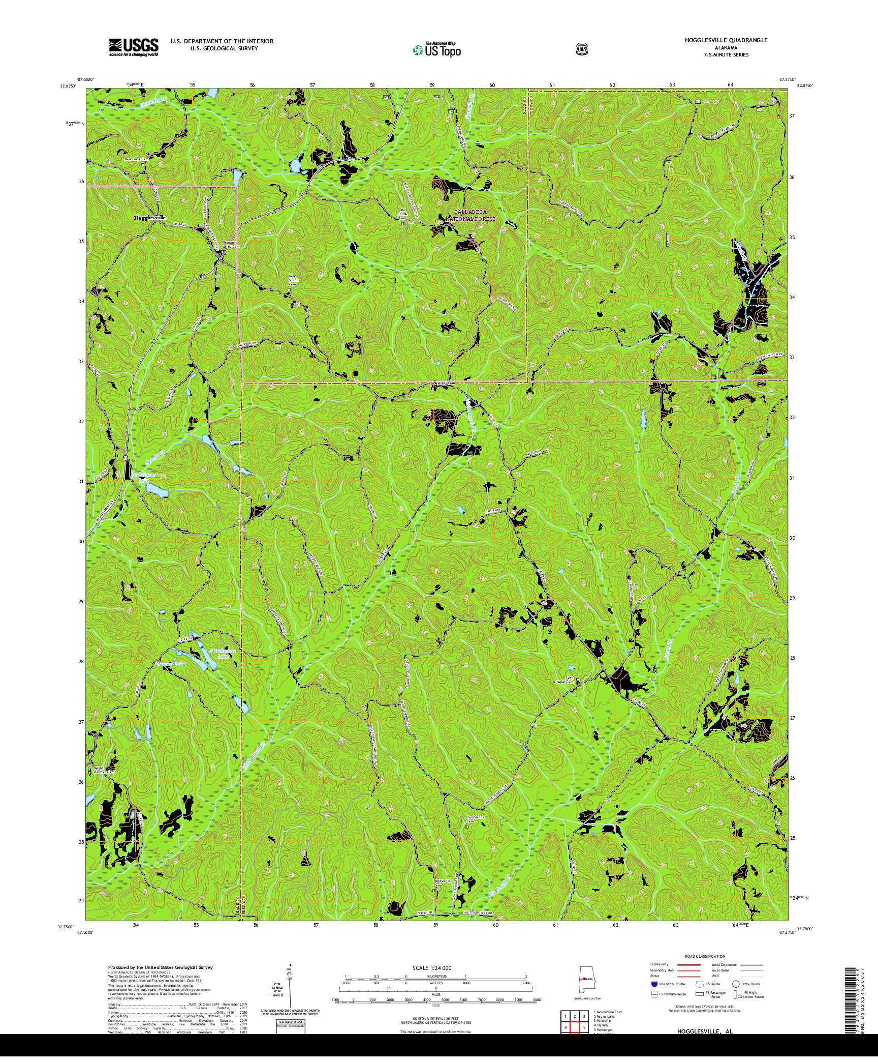USGS US TOPO 7.5-MINUTE MAP FOR HOGGLESVILLE, AL 2021