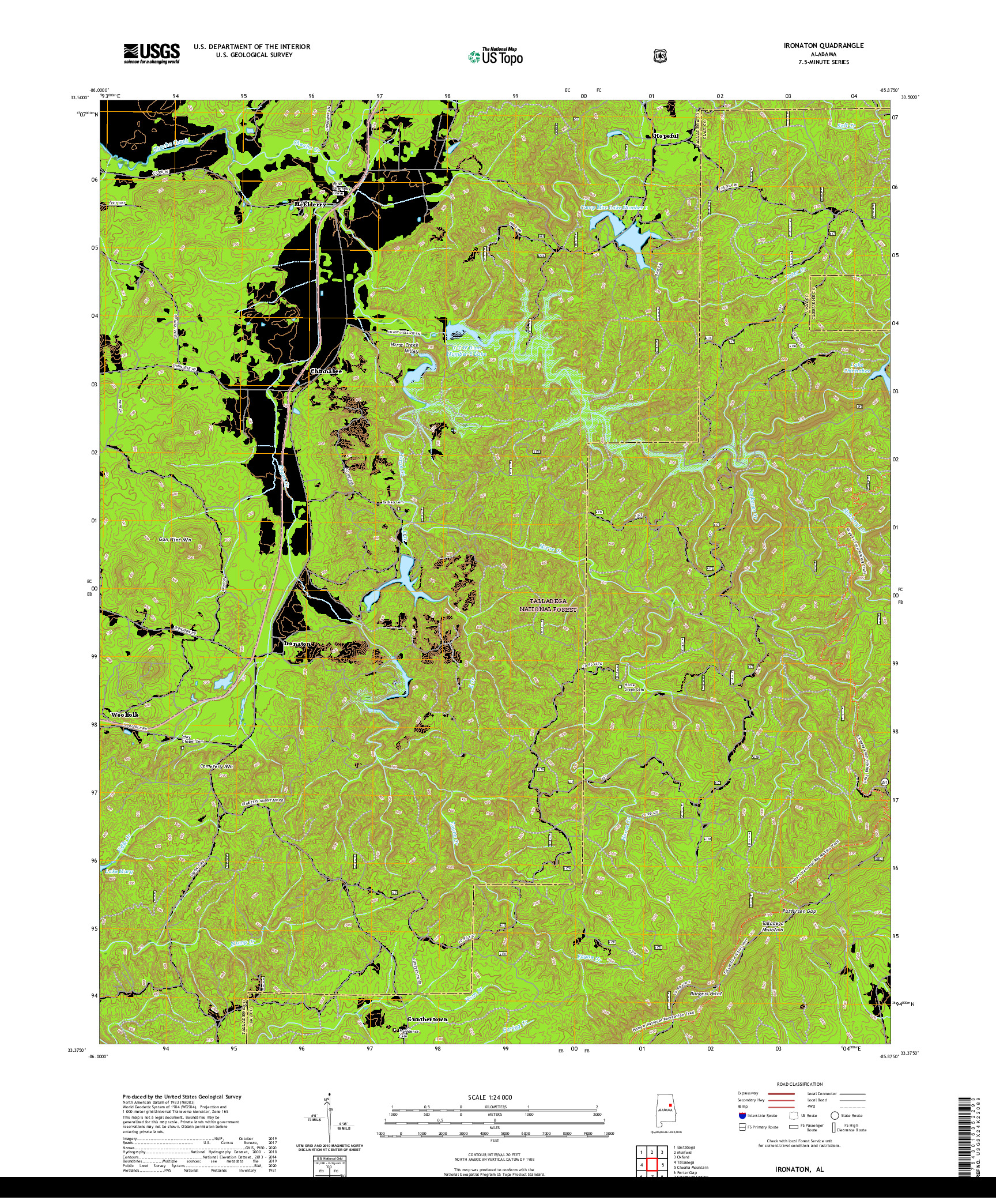 USGS US TOPO 7.5-MINUTE MAP FOR IRONATON, AL 2021