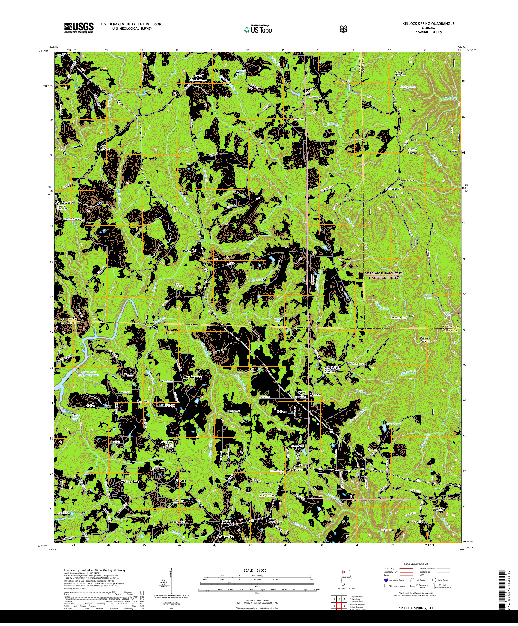 USGS US TOPO 7.5-MINUTE MAP FOR KINLOCK SPRING, AL 2021