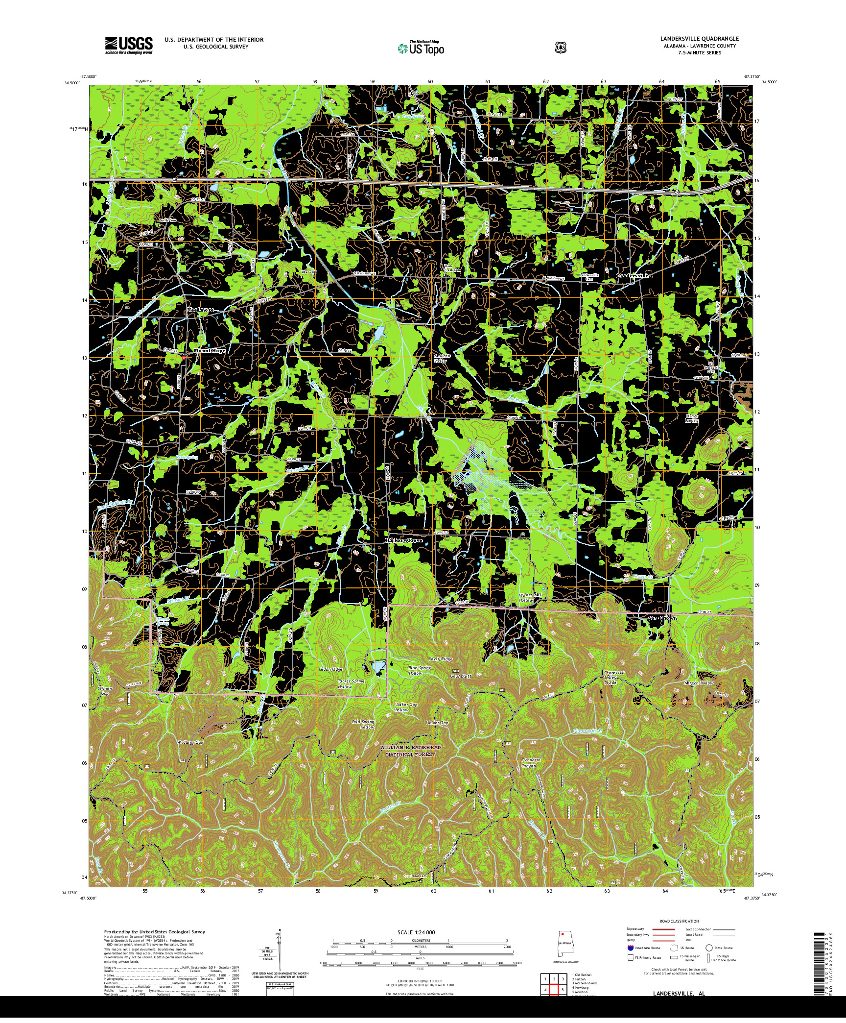 USGS US TOPO 7.5-MINUTE MAP FOR LANDERSVILLE, AL 2021