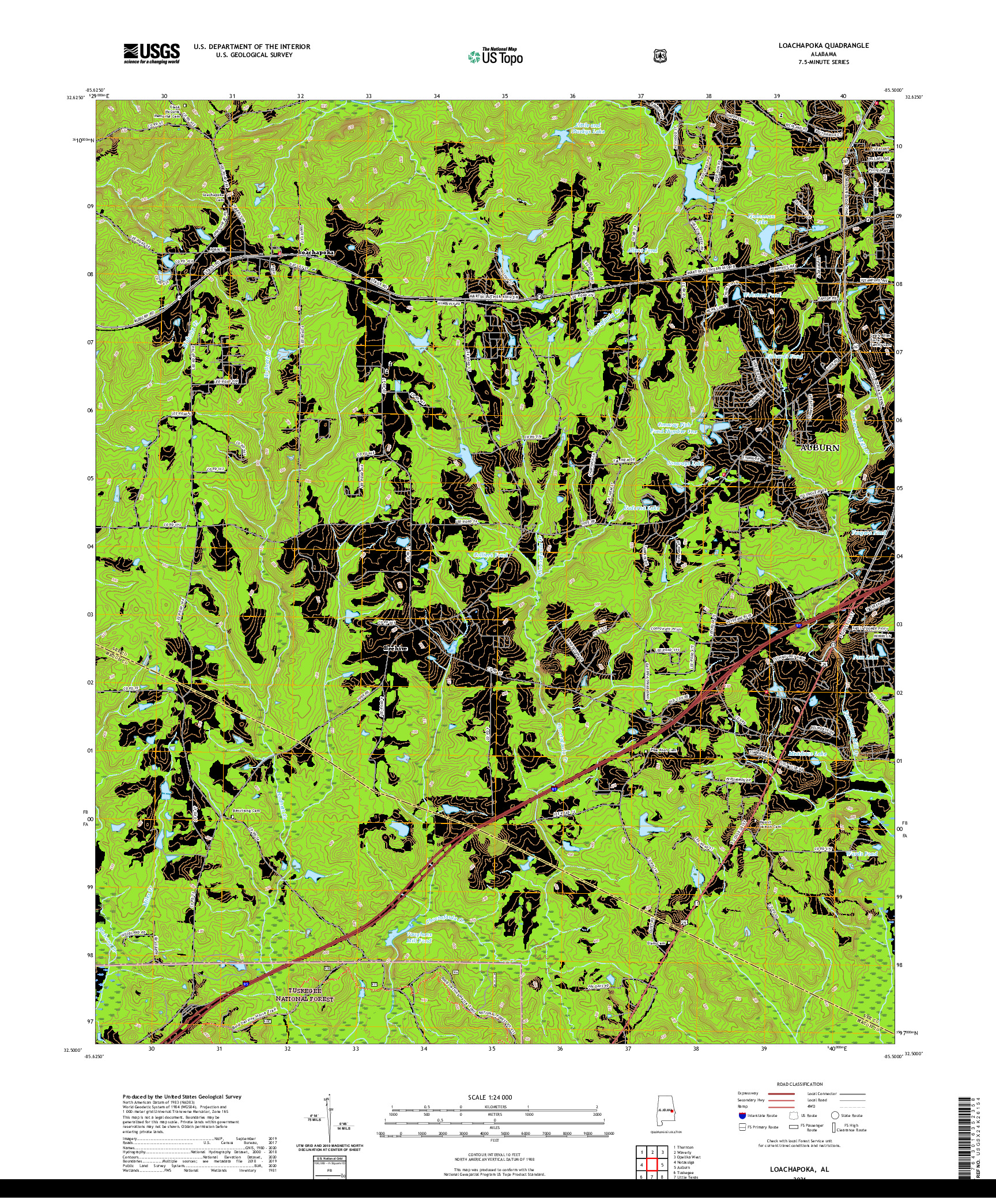 USGS US TOPO 7.5-MINUTE MAP FOR LOACHAPOKA, AL 2021