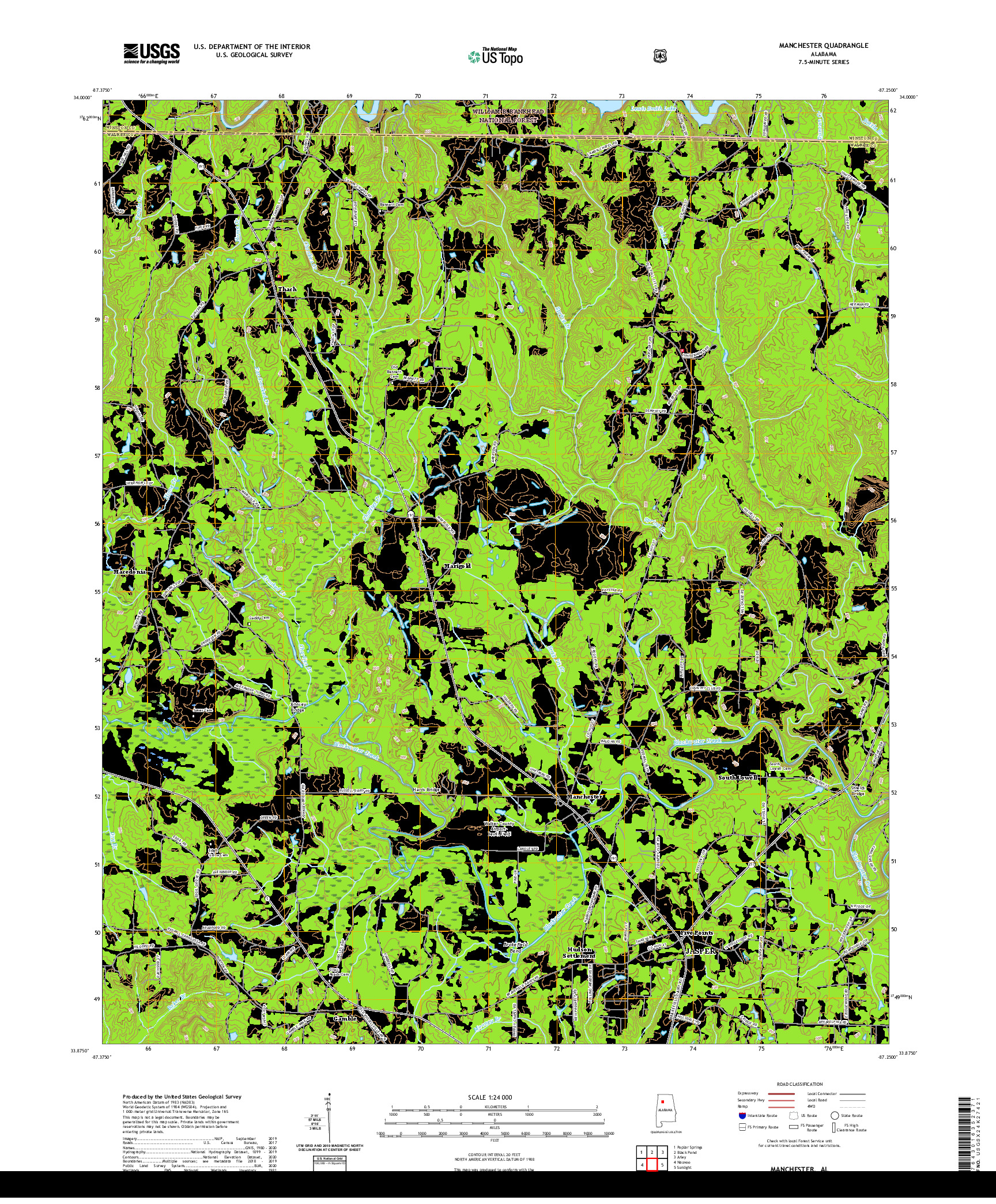 USGS US TOPO 7.5-MINUTE MAP FOR MANCHESTER, AL 2021