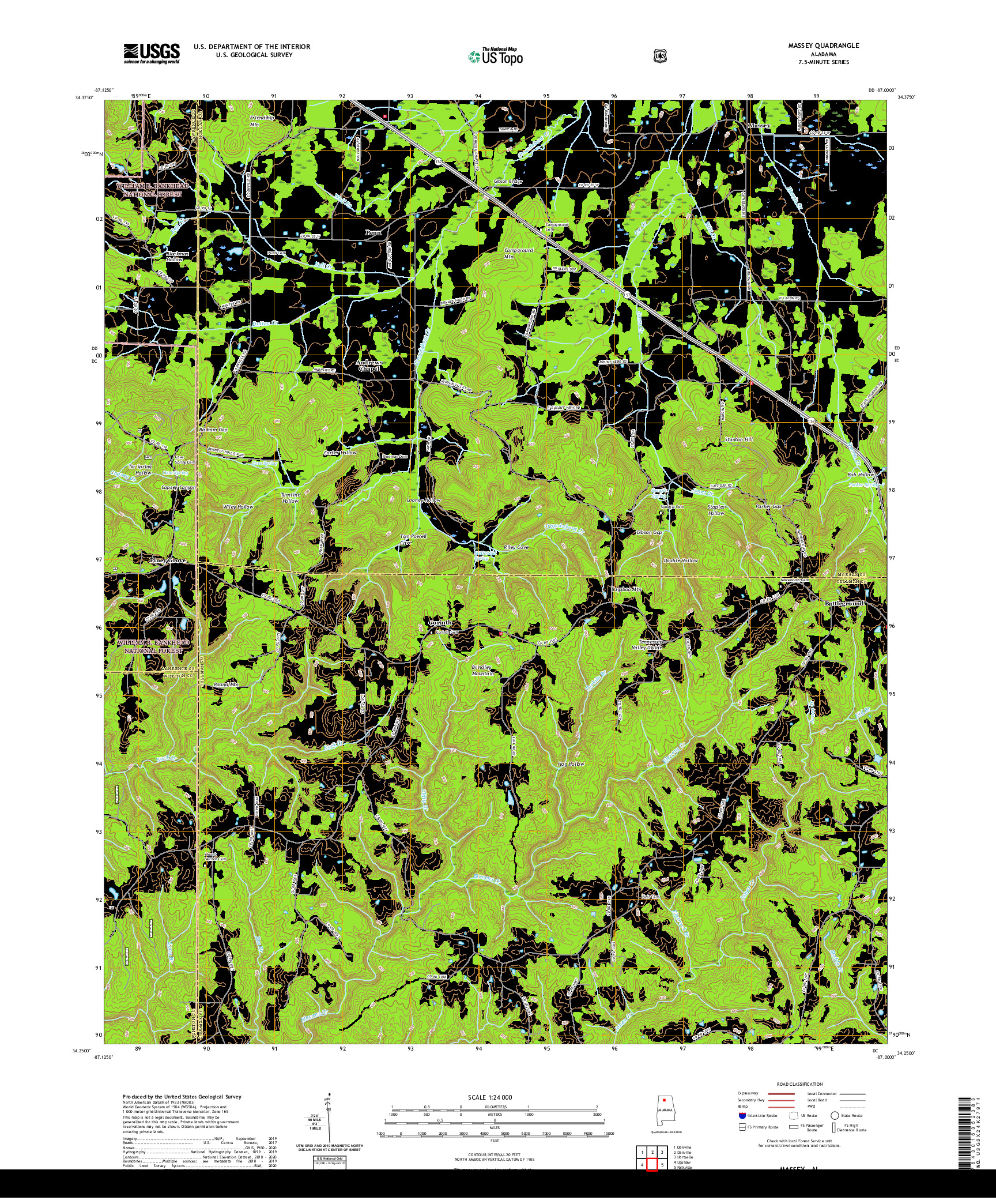 USGS US TOPO 7.5-MINUTE MAP FOR MASSEY, AL 2021