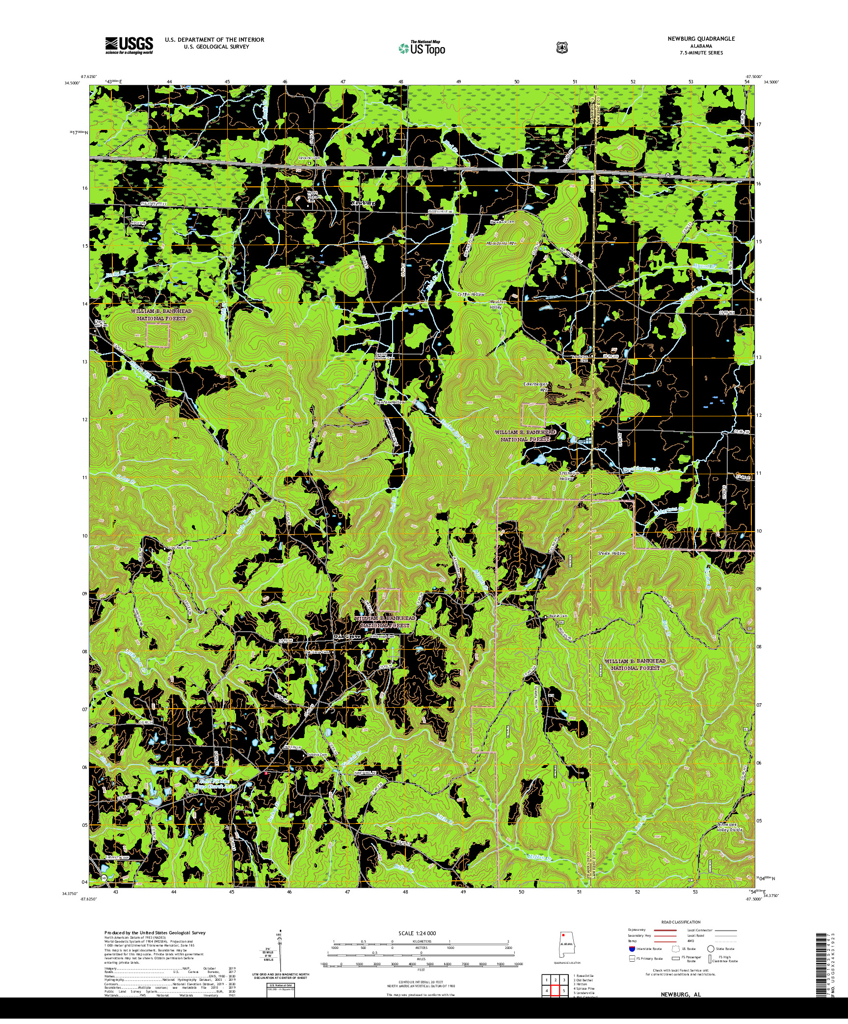 USGS US TOPO 7.5-MINUTE MAP FOR NEWBURG, AL 2021