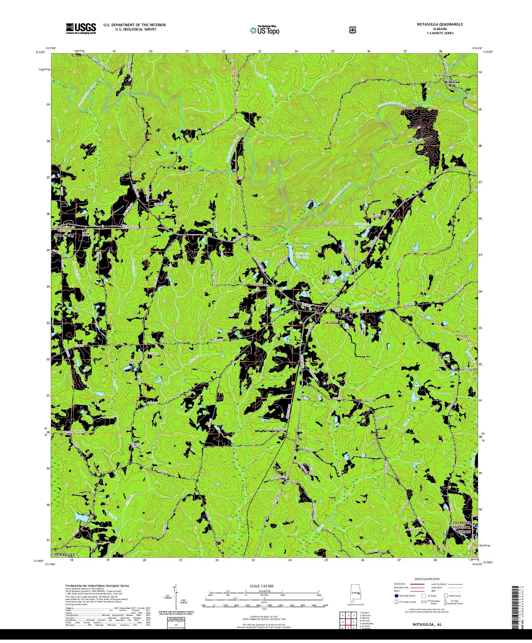 USGS US TOPO 7.5-MINUTE MAP FOR NOTASULGA, AL 2021