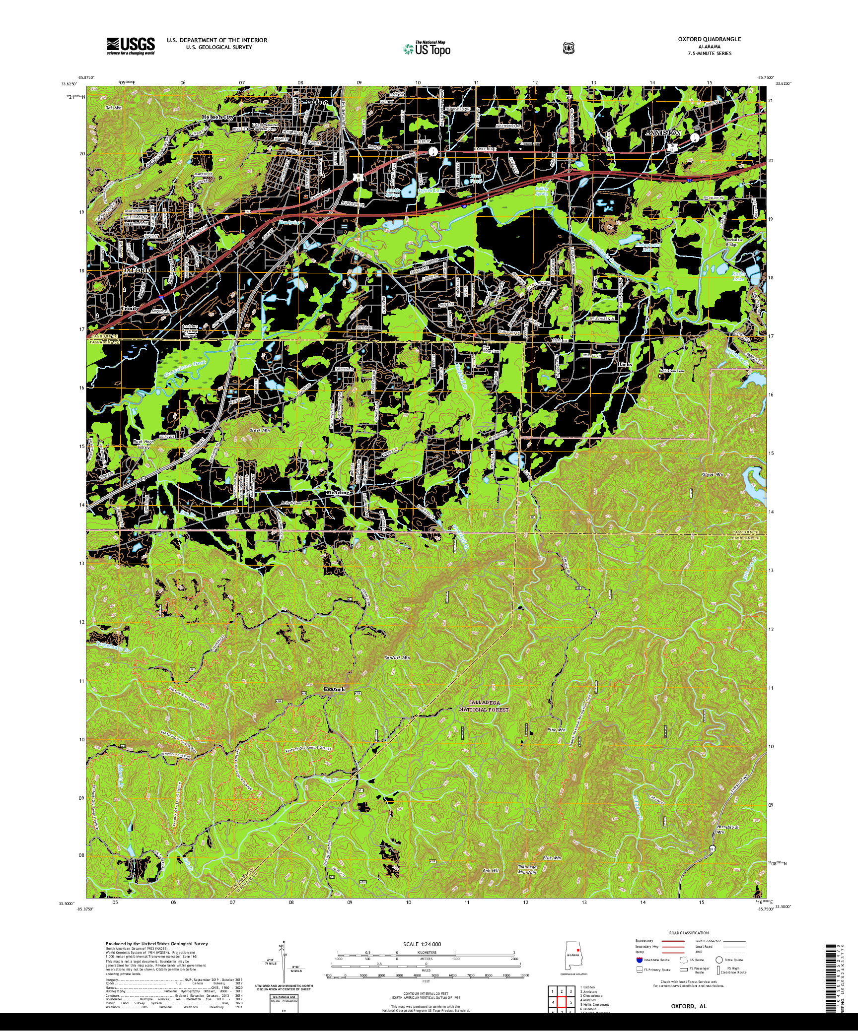 USGS US TOPO 7.5-MINUTE MAP FOR OXFORD, AL 2021