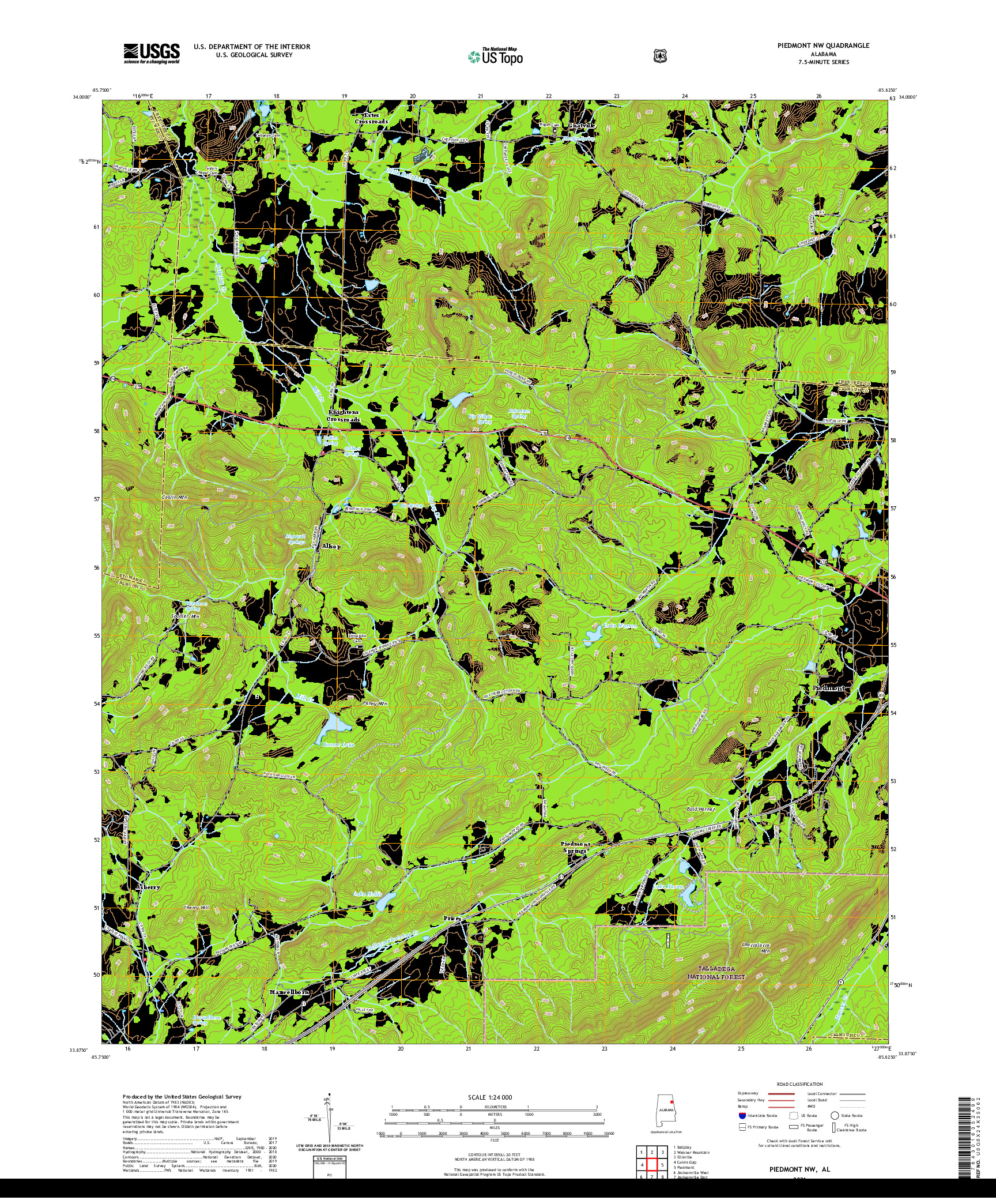 USGS US TOPO 7.5-MINUTE MAP FOR PIEDMONT NW, AL 2021