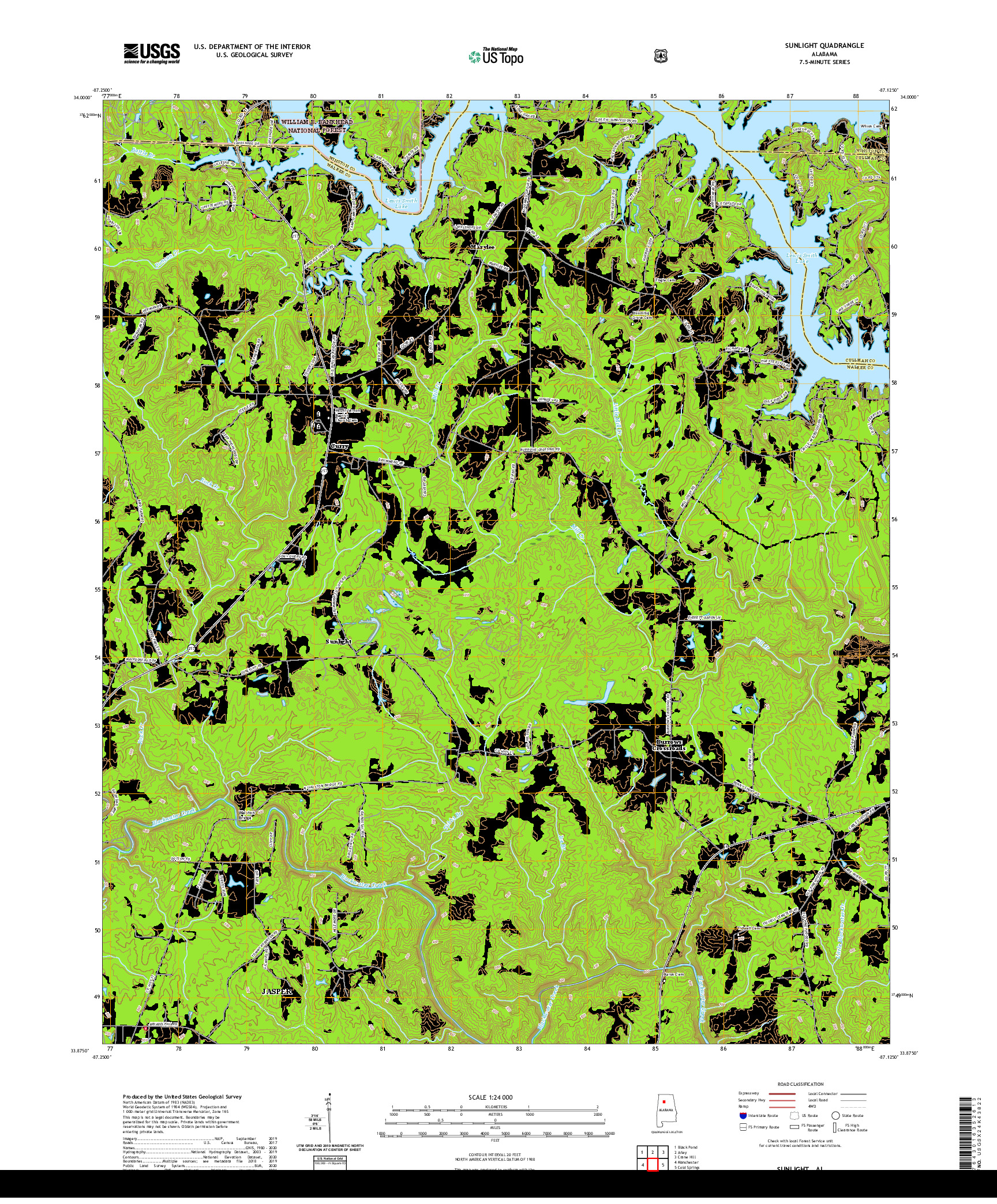 USGS US TOPO 7.5-MINUTE MAP FOR SUNLIGHT, AL 2021