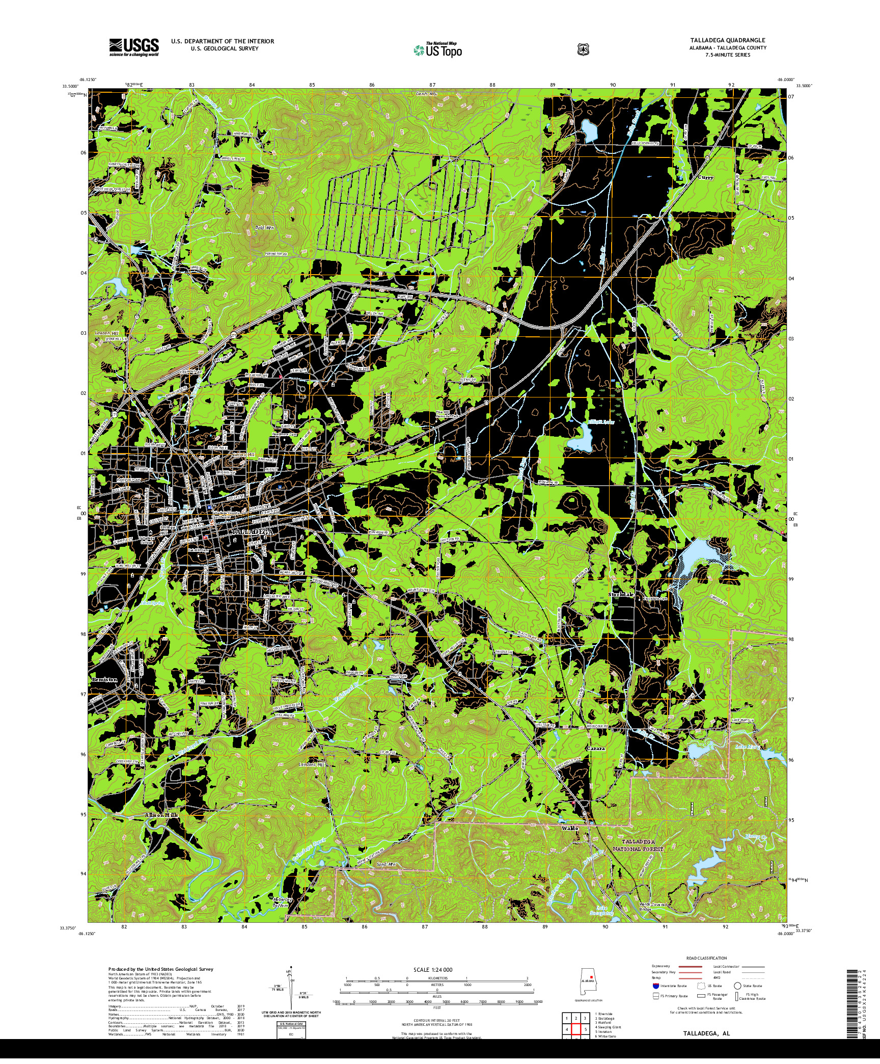 USGS US TOPO 7.5-MINUTE MAP FOR TALLADEGA, AL 2021